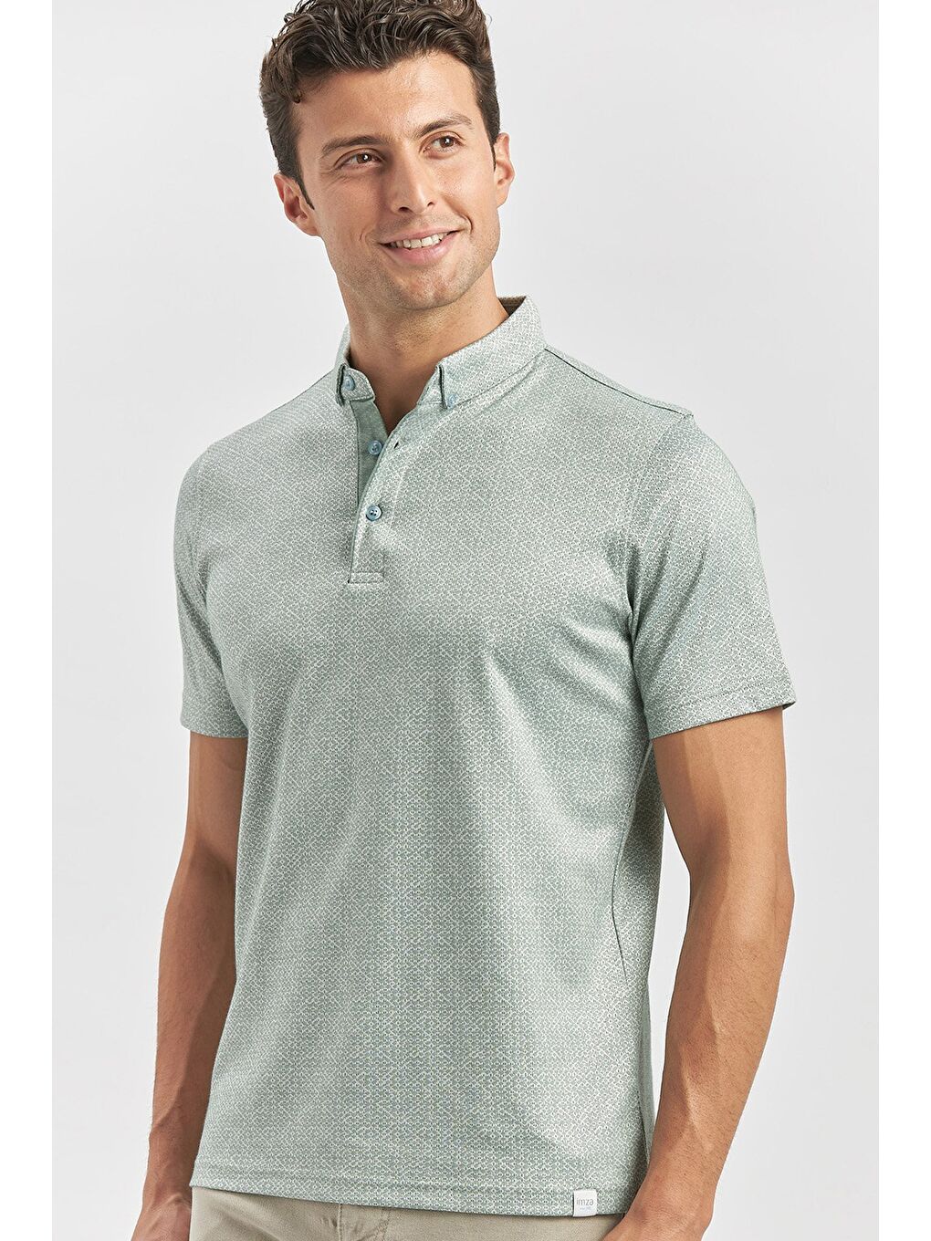 İMZA Koyu Yeşil Merserize Garnili Pamuklu Casual Slim Fit Tişört 1011240164