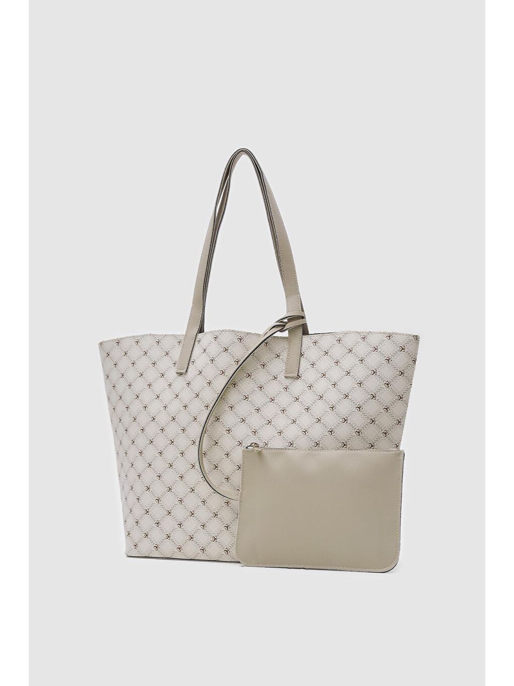 Ekru Thepe Cüzdanlı Omuz Çantası Krem-2