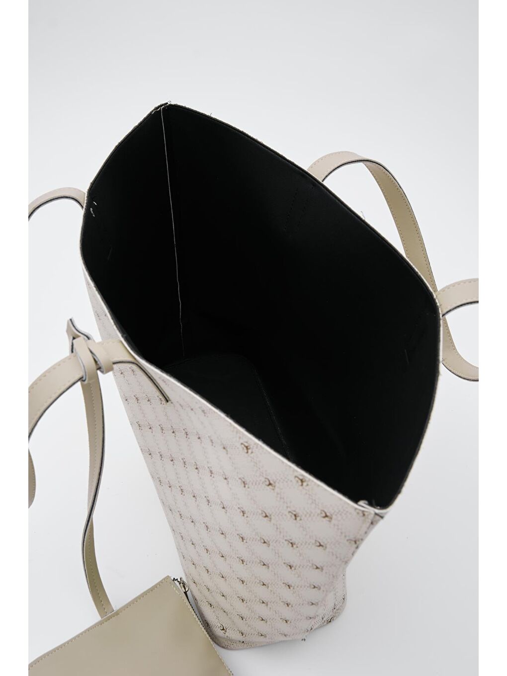 Ekru Thepe Cüzdanlı Omuz Çantası Krem-3