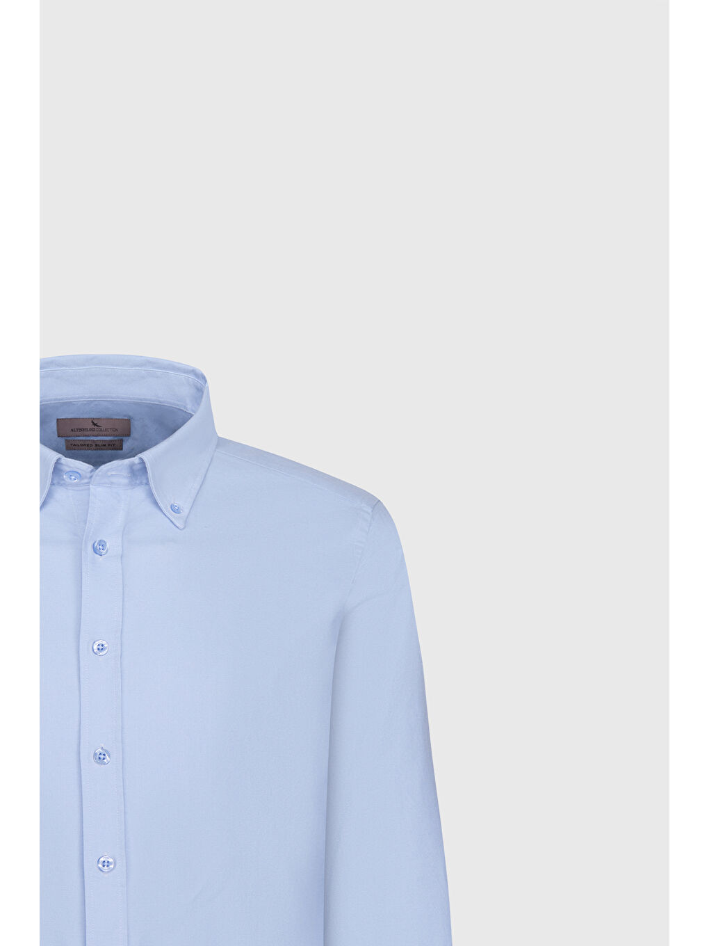 Erkek Mavi %100 Pamuk Slim Fit Dar Kesim Düğmeli Yaka Oxford Gömlek-6