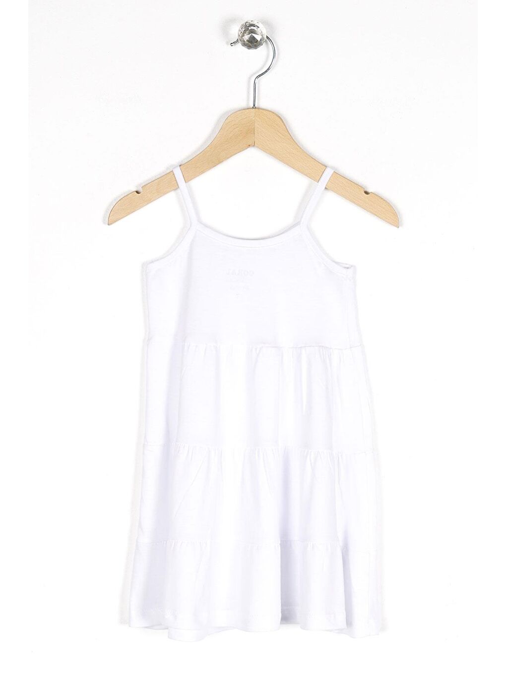 Kırmızı Askılı Kalp Baskı - Beyaz Renk Kız Çocuk Elbise