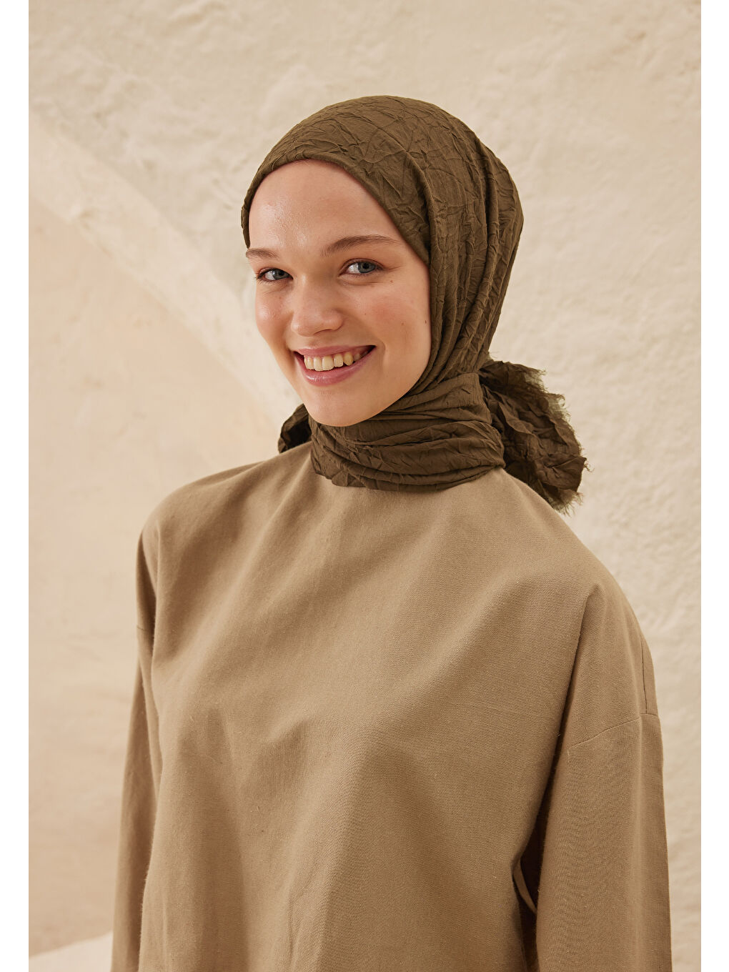 Kahverengi Vual Crash Şal Kestane-2