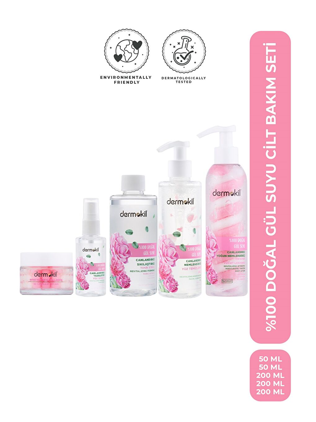%100 Doğal Gül Suyu Cilt Bakım Seti