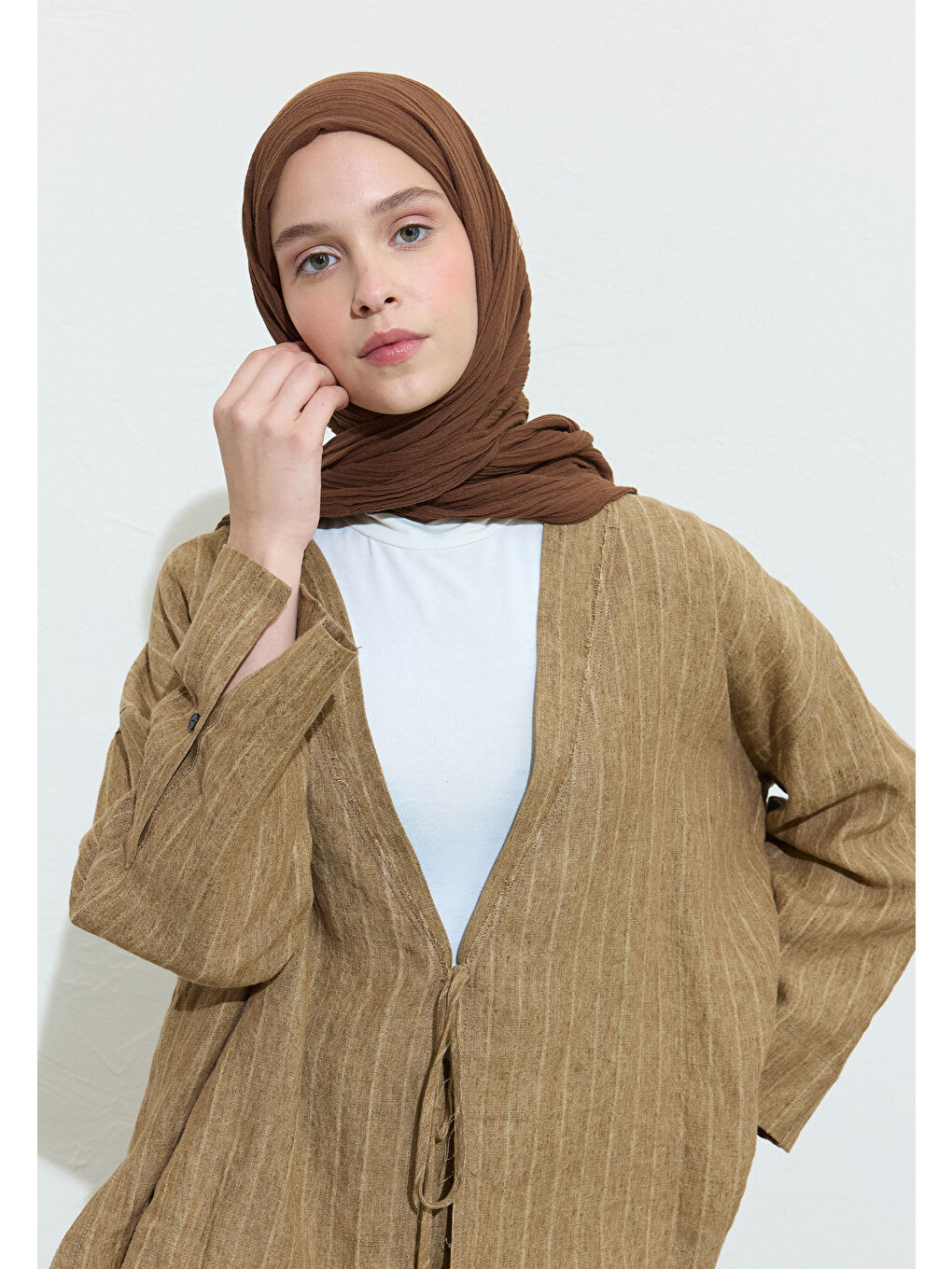 Kahverengi PAMUKLU KETEN ŞAL CHOCOLATE CHIP COOKIE-1