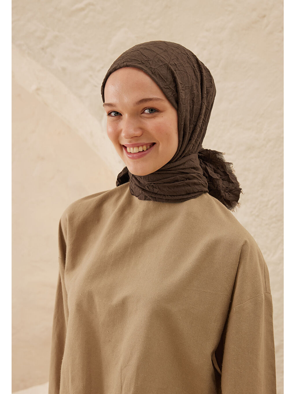 Kahverengi Vual Crash Şal Kestane-3