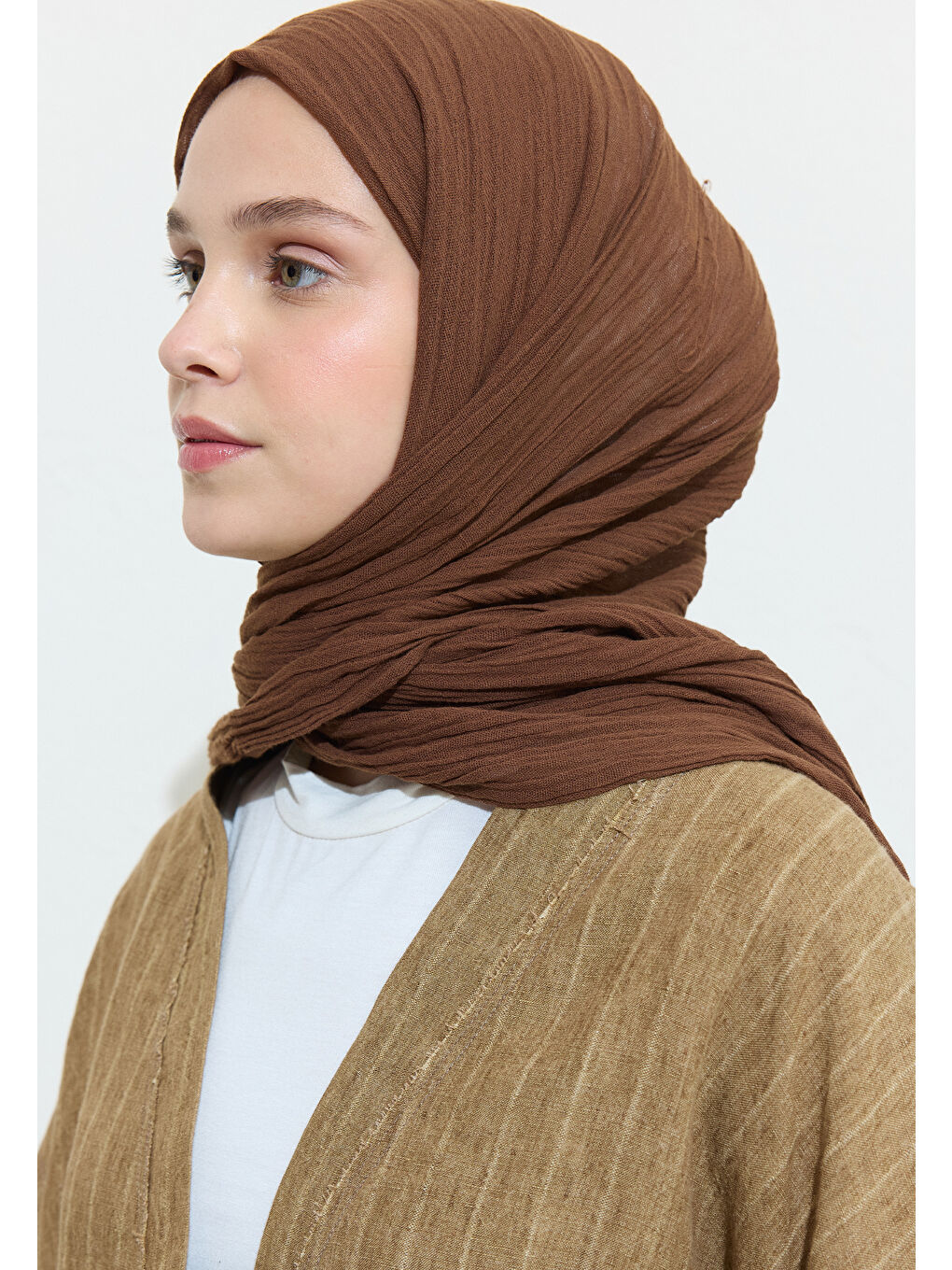 Kahverengi PAMUKLU KETEN ŞAL CHOCOLATE CHIP COOKIE-2