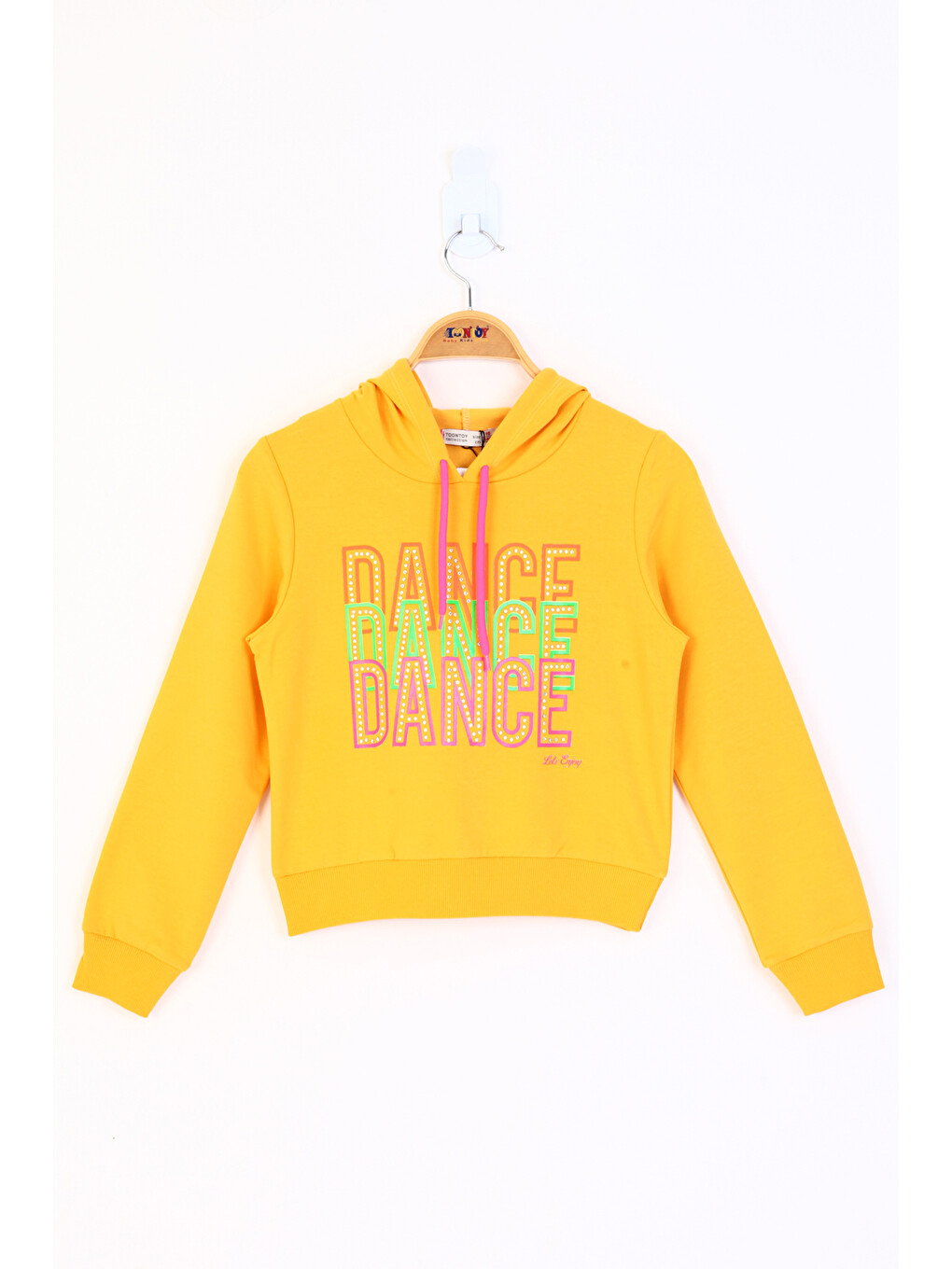 Sarı Kız Çocuk Dance Baskılı Kapüşonlu Sweatshirt