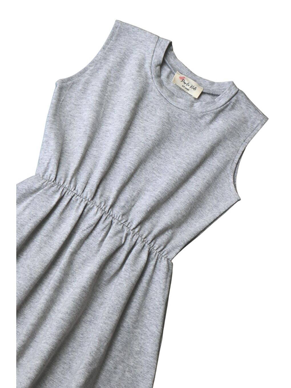 Kız Çocuk Gri Elbise Somon Toka Takım-4