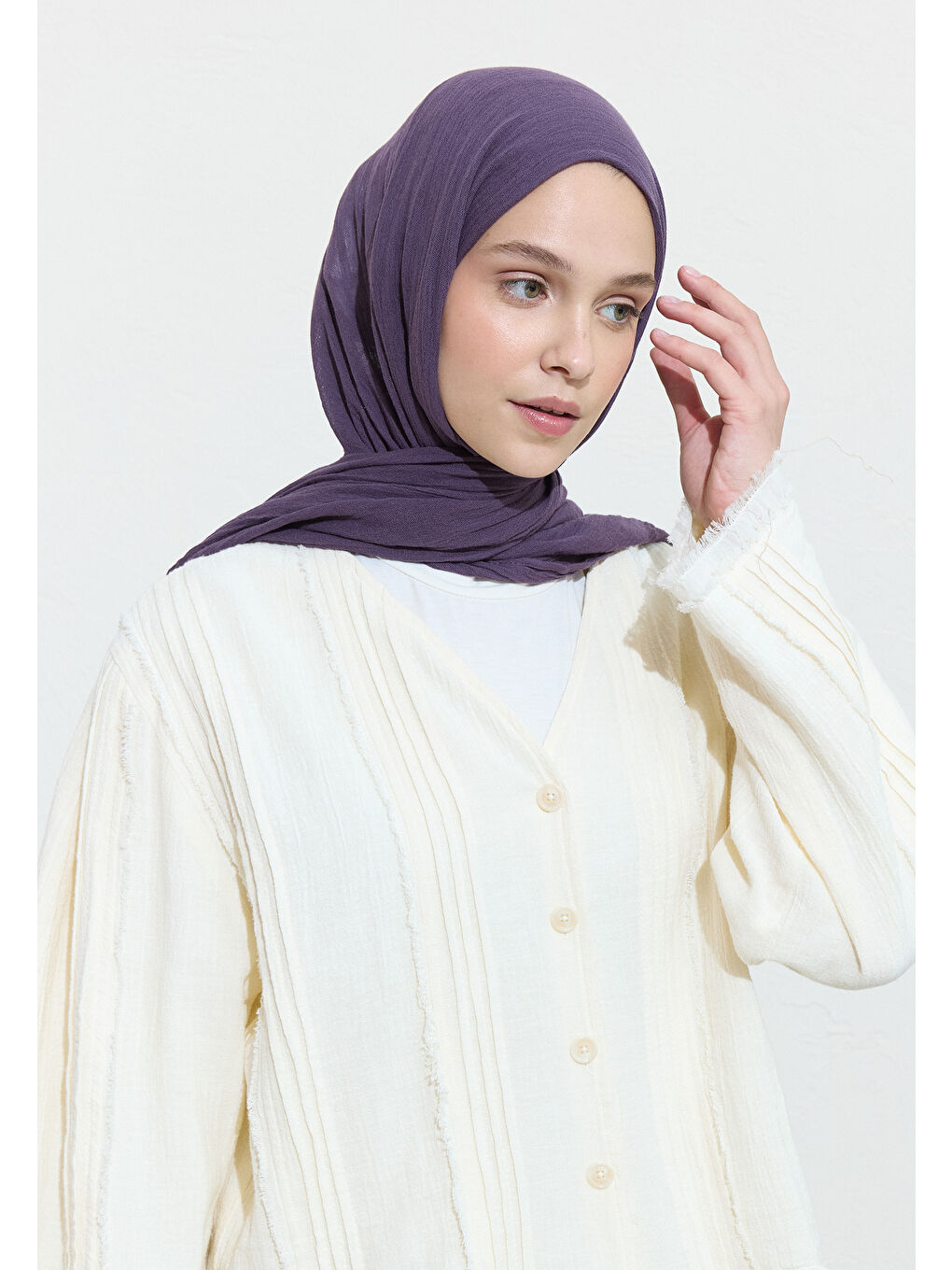 Mor PAMUKLU KETEN ŞAL UBE ICE CREAM-1