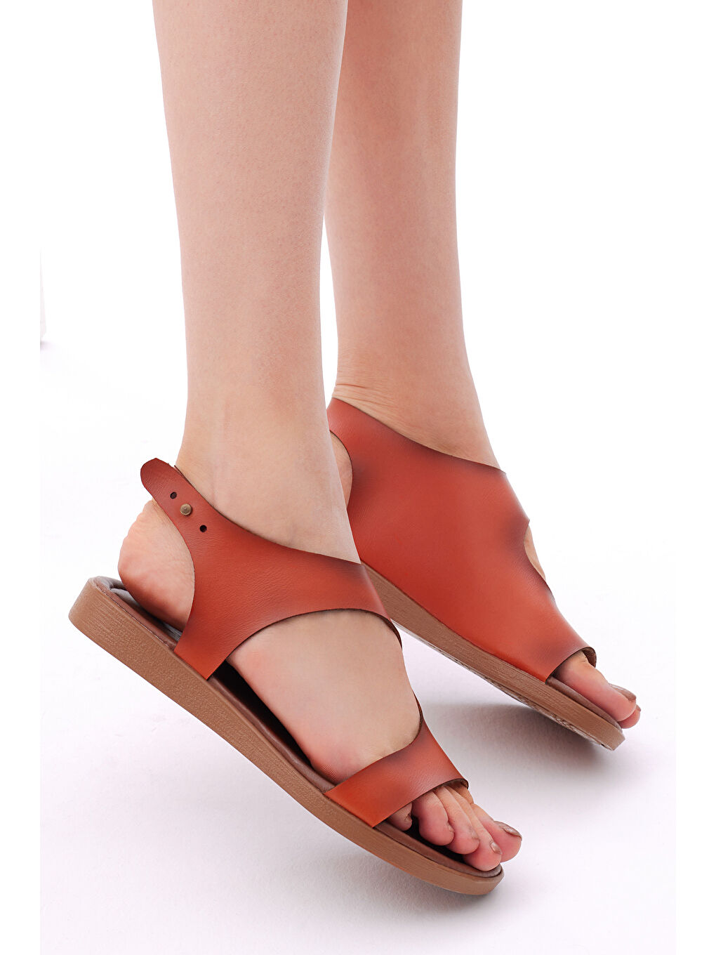 Turuncu Kadın Oranj Rahat Kalıp Tek Bantlı Sandalet-2
