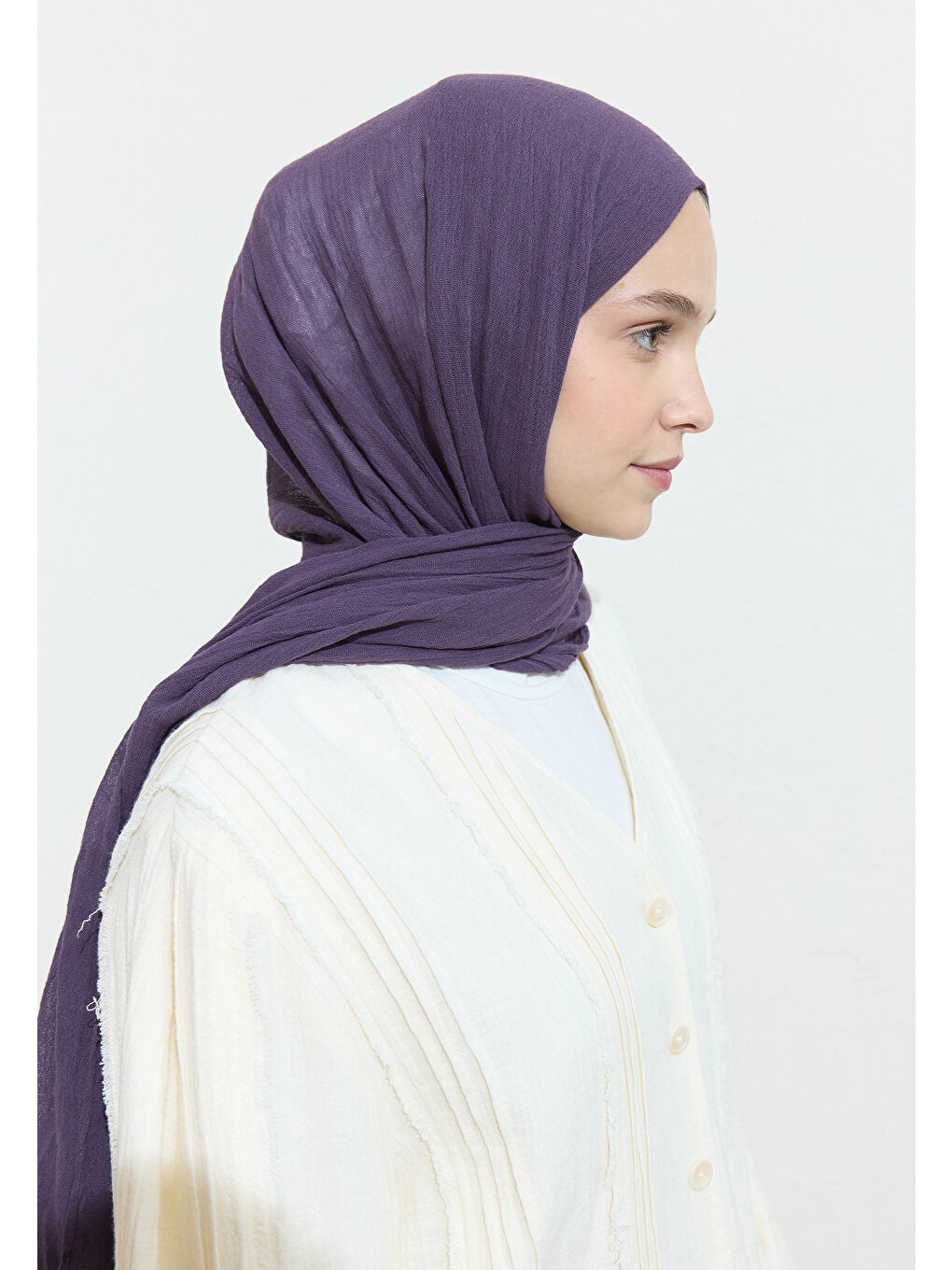 Mor PAMUKLU KETEN ŞAL UBE ICE CREAM-2