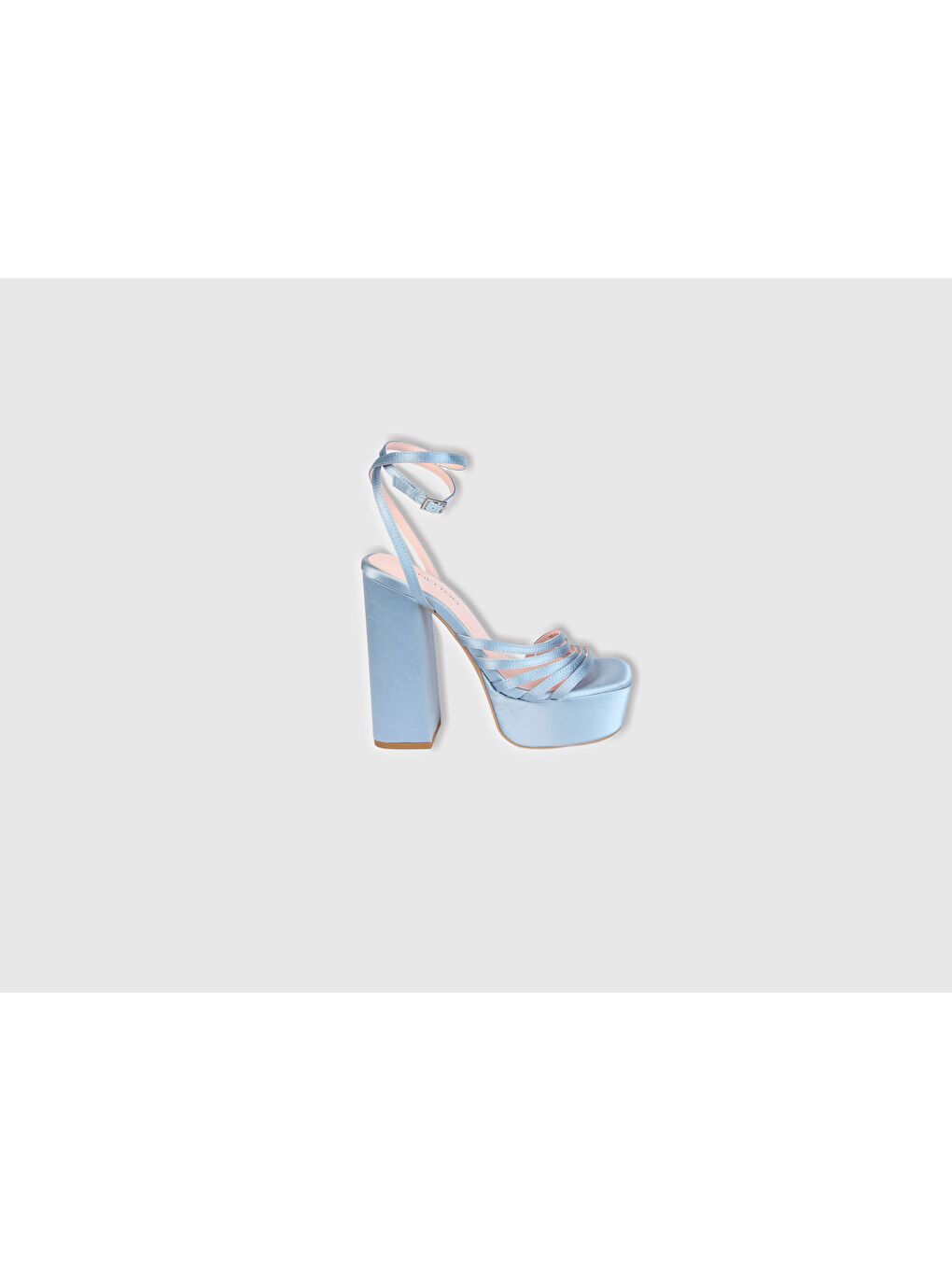 Turkuaz Kadın Platform Topuklu Saten Ayakkabı-1