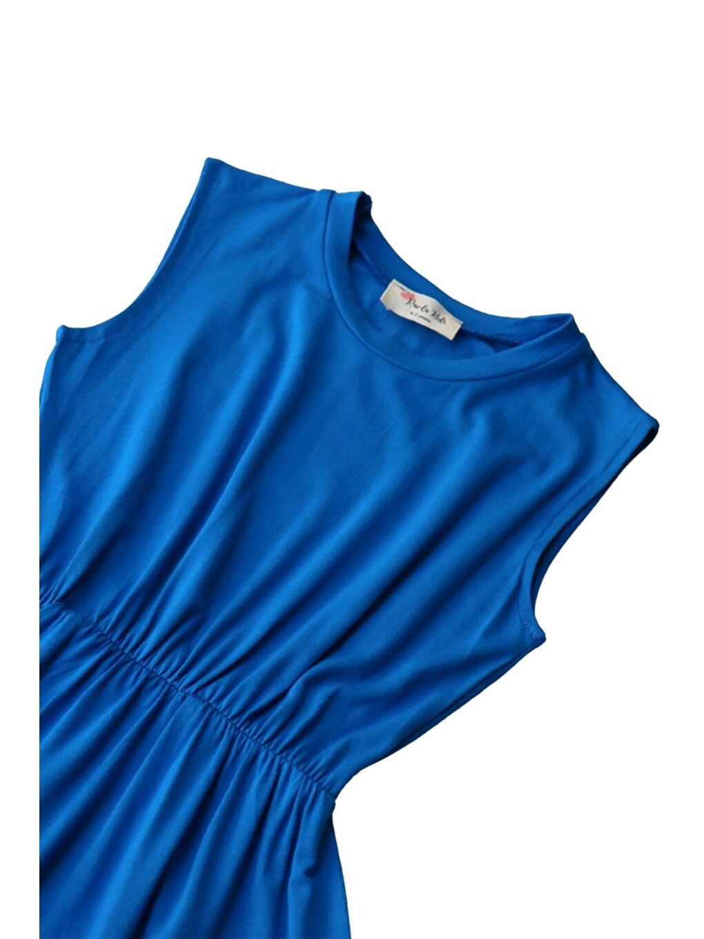 Kız Çocuk Saks Mavi Elbise Beyaz Toka Takım-3