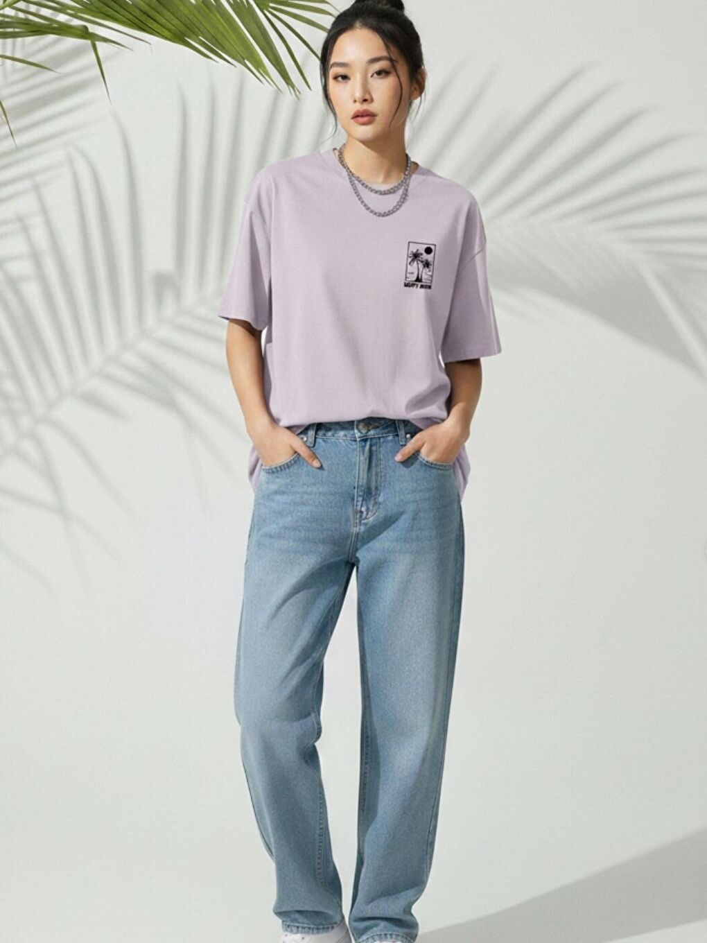 Kadın Lila Happy Hour Baskılı Tişört