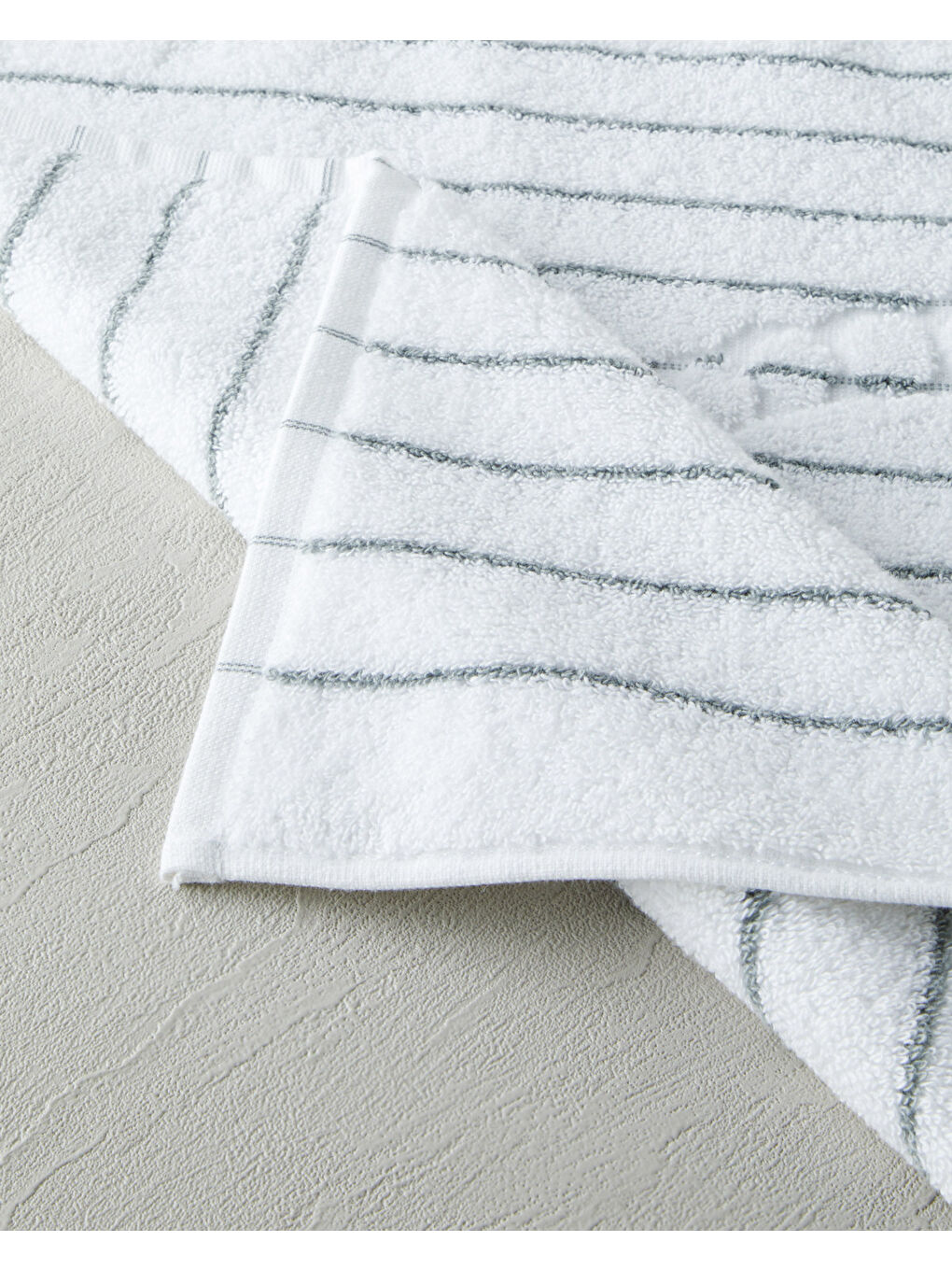 Mono Stripe Pamuk Ayak Havlusu 50x70 cm Beyaz - Gri-1