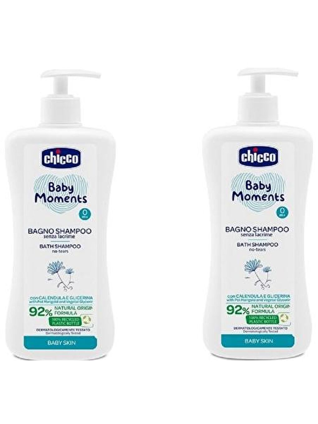 Chicco Renksiz Baby Moments Doğal Saç ve Vücut Şampuanı 750 ml x 2 Adet