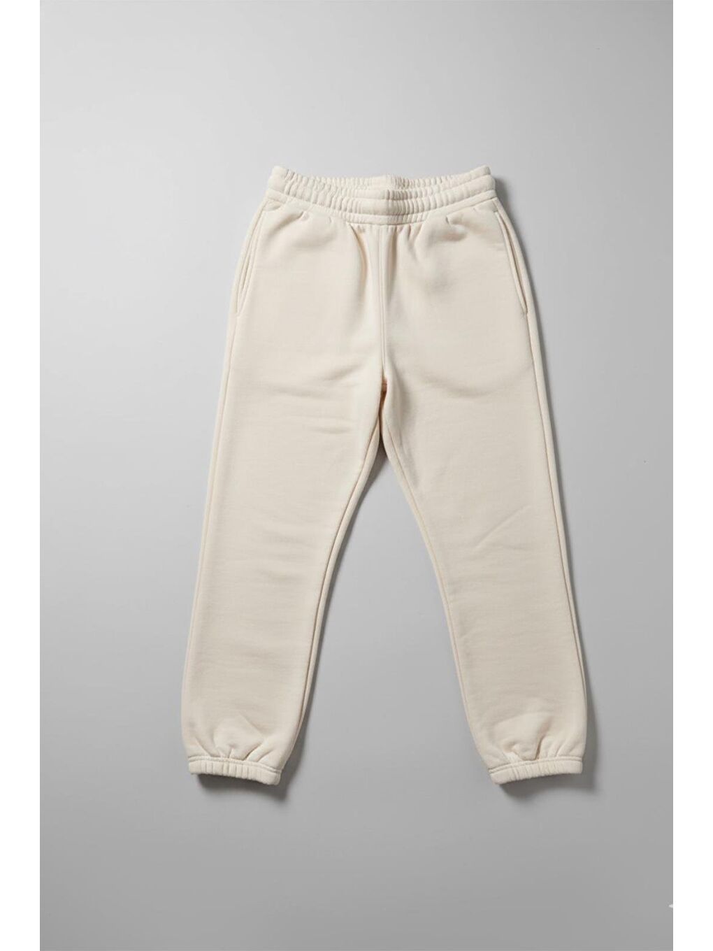 Erkek Çocuk %100 Pamuk Beli Ve Paçası Lastikli Eşofman Altı - Ekru (3-4 Yaş 8-9 Yaş)-2