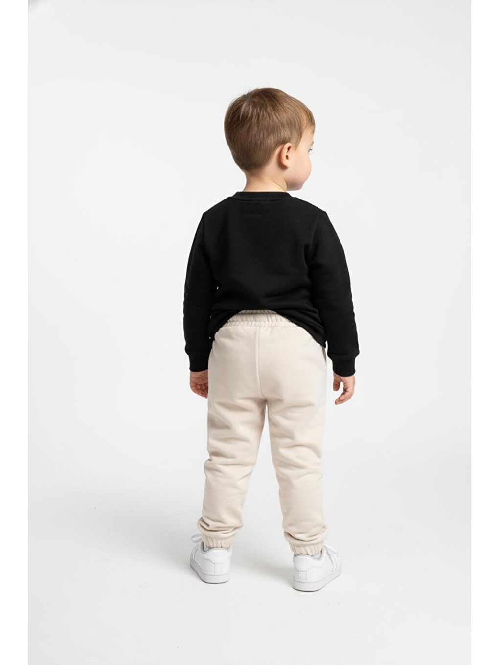 Erkek Çocuk %100 Pamuk Beli Ve Paçası Lastikli Eşofman Altı - Ekru (3-4 Yaş 8-9 Yaş)-3