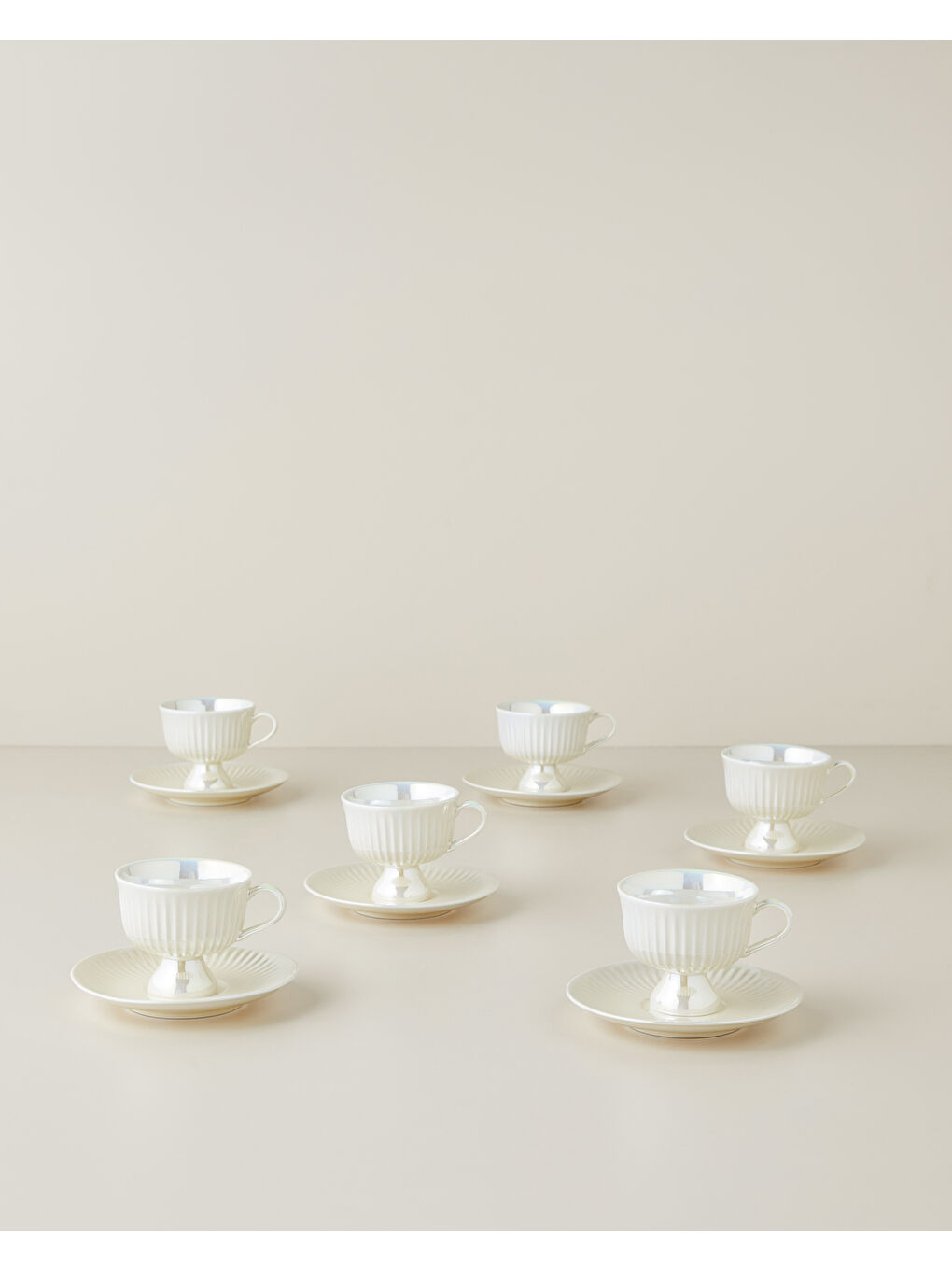 Perlisse New Bone China 12 Parça 6 Kişilik Kahve Fincan Takımı 90 ml Beyaz