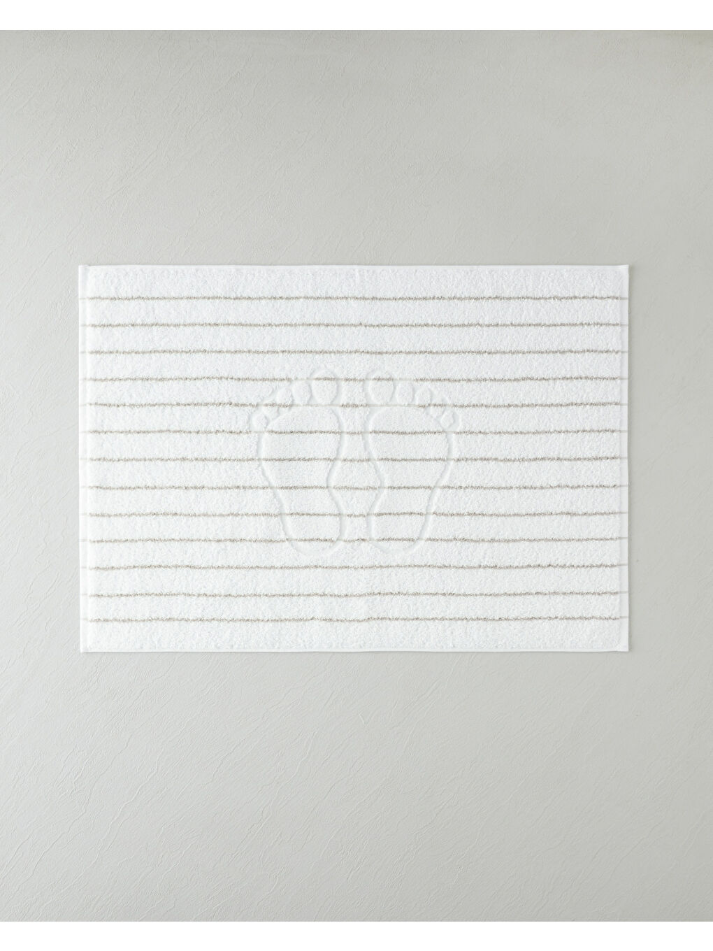 Mono Stripe Pamuk Ayak Havlusu 50x70 cm Beyaz - Bej