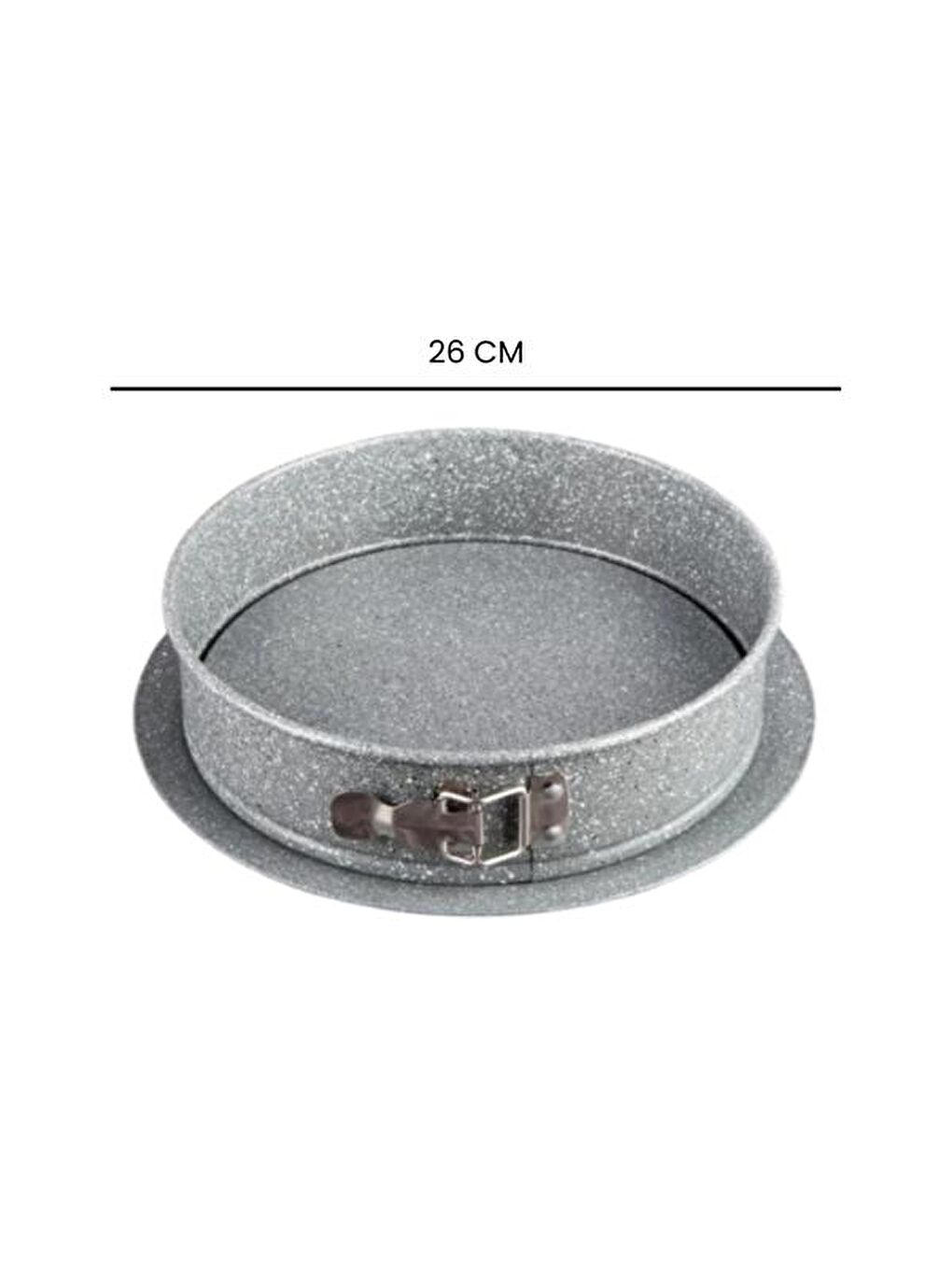 Granit Kaplama Kelepçeli Kek Kalıbı - Gri - 26x7 cm-2