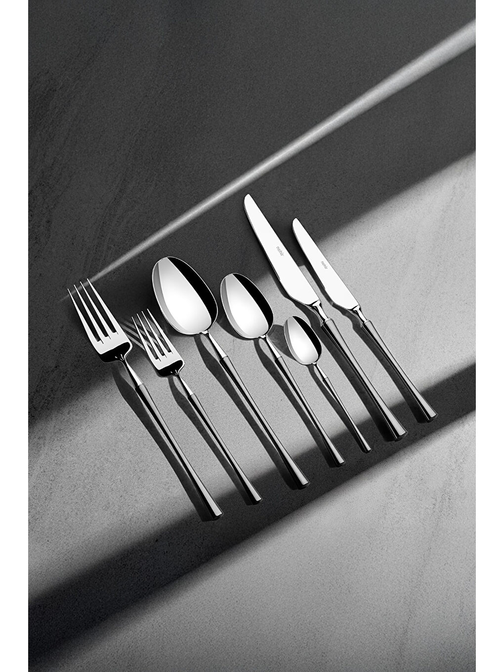 Gri Marbella Saten 12 Kişilik 89 Parça Deri Kutulu Çatal Kaşık Bıçak Takımı-4