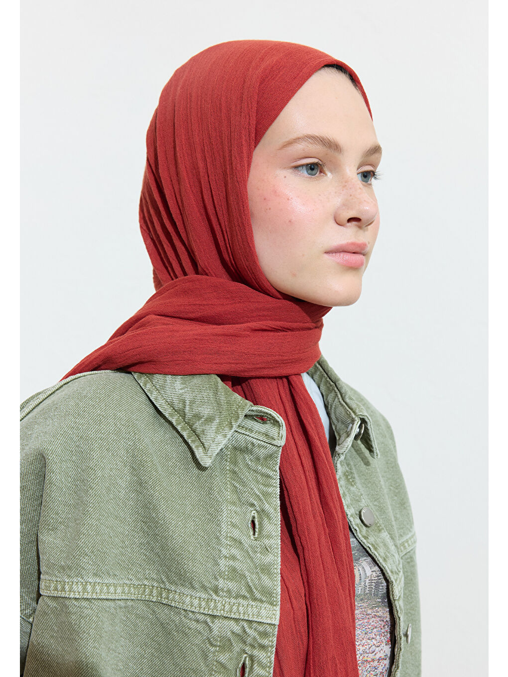 Mercan PAMUKLU KETEN ŞAL CREAM BRULEE-2