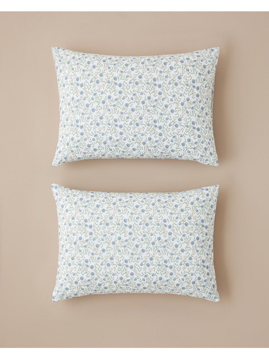 Botanica Kolay Ütülenir 2'li Yastık Kılıfı 50x70 cm Mavi - Yeşil