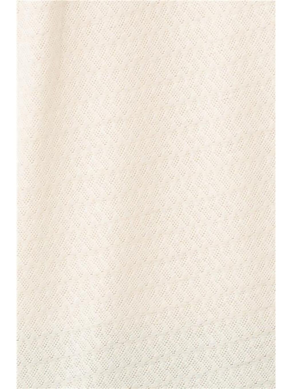 Beyaz Regular Armürlü Polo Yaka Tişört-5