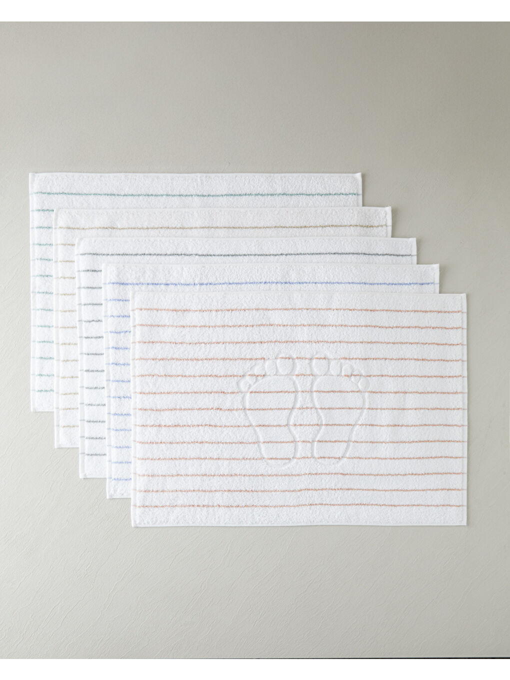 Mono Stripe Pamuk Ayak Havlusu 50x70 cm Beyaz - Gri-3