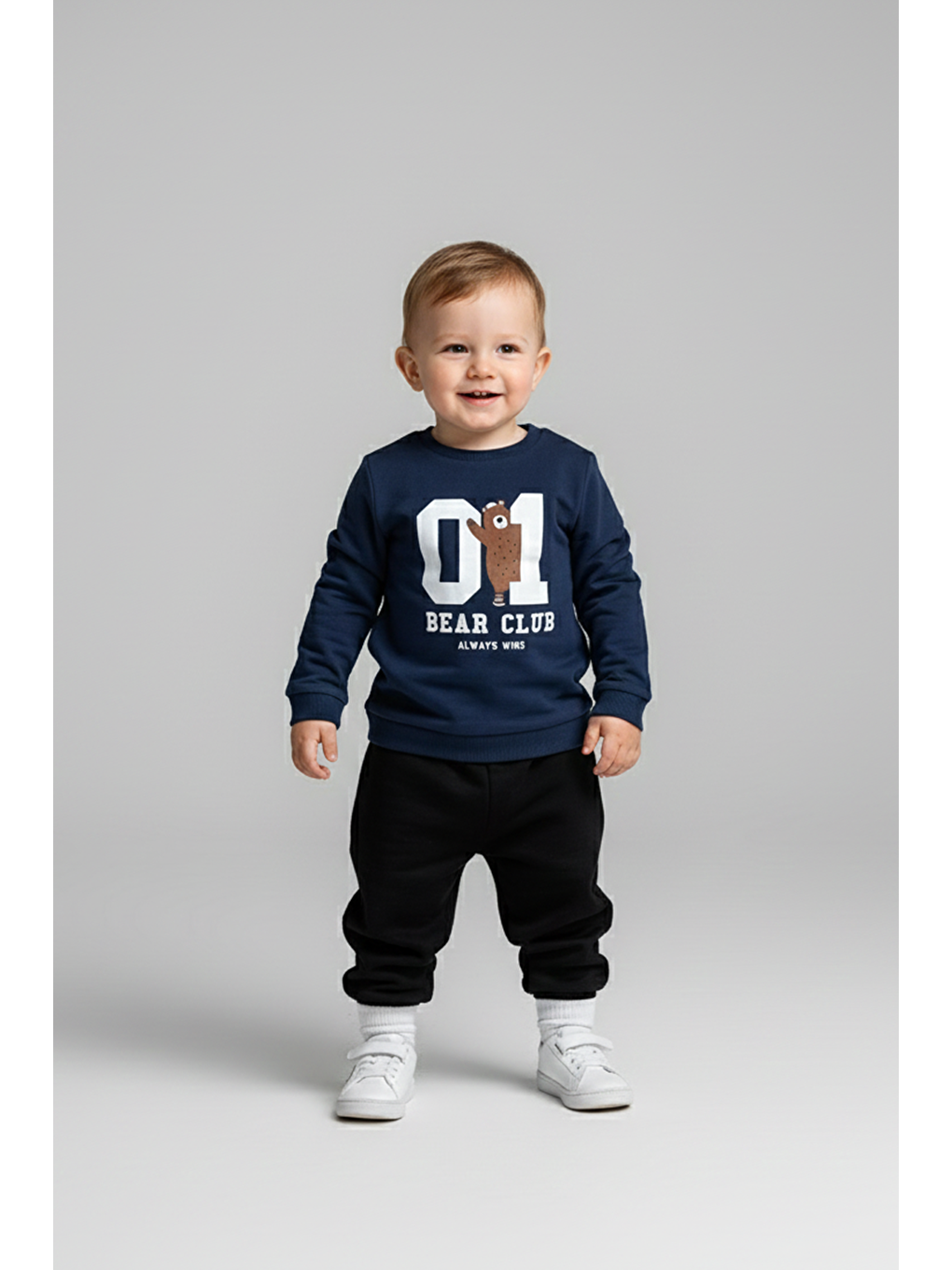 Lacivert Erkek Çocuk Bear Club Baskılı Rahat Kalıp Sweatshirt (5 Yaş)-1