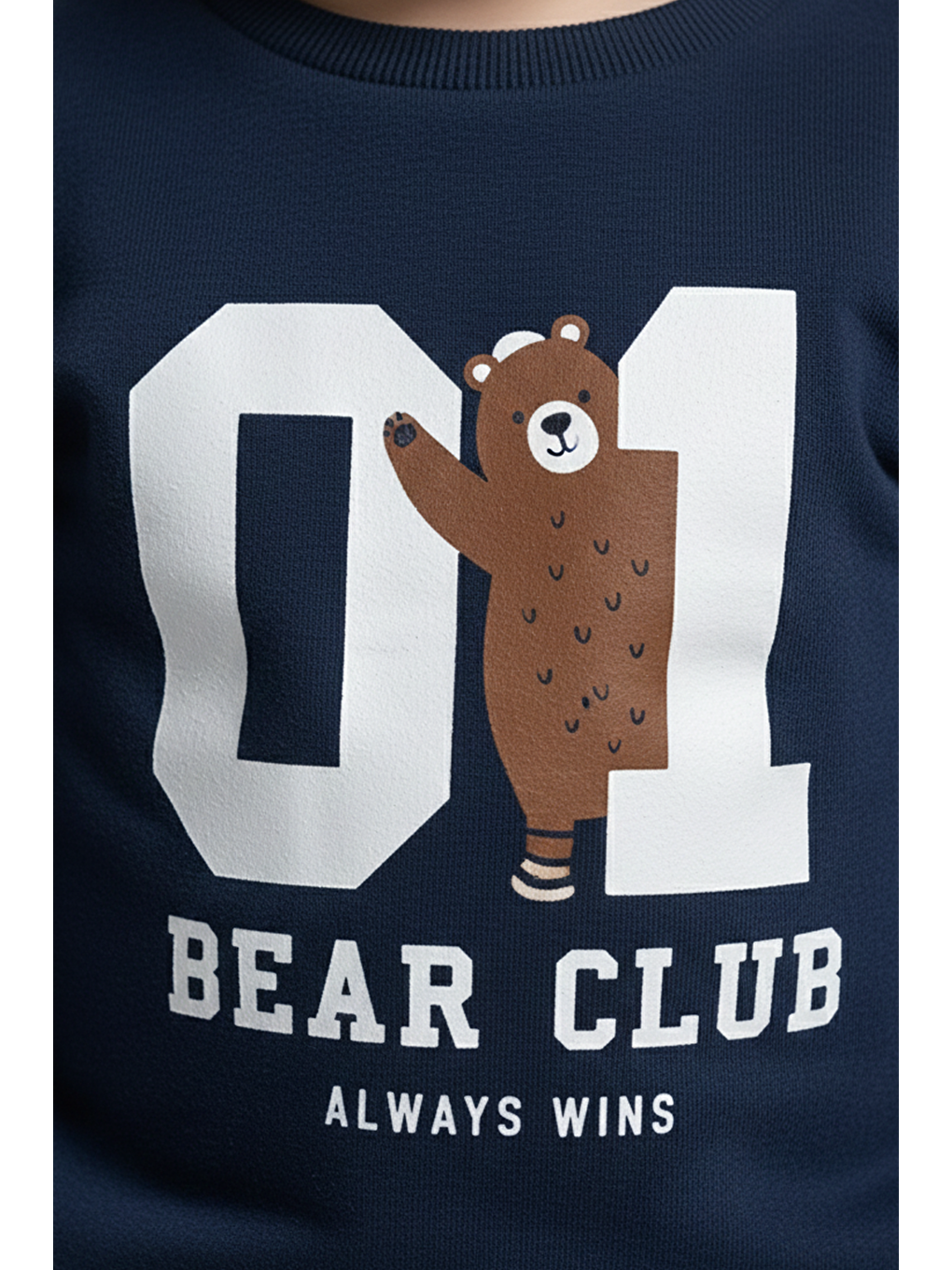 Lacivert Erkek Çocuk Bear Club Baskılı Rahat Kalıp Sweatshirt (5 Yaş)-2