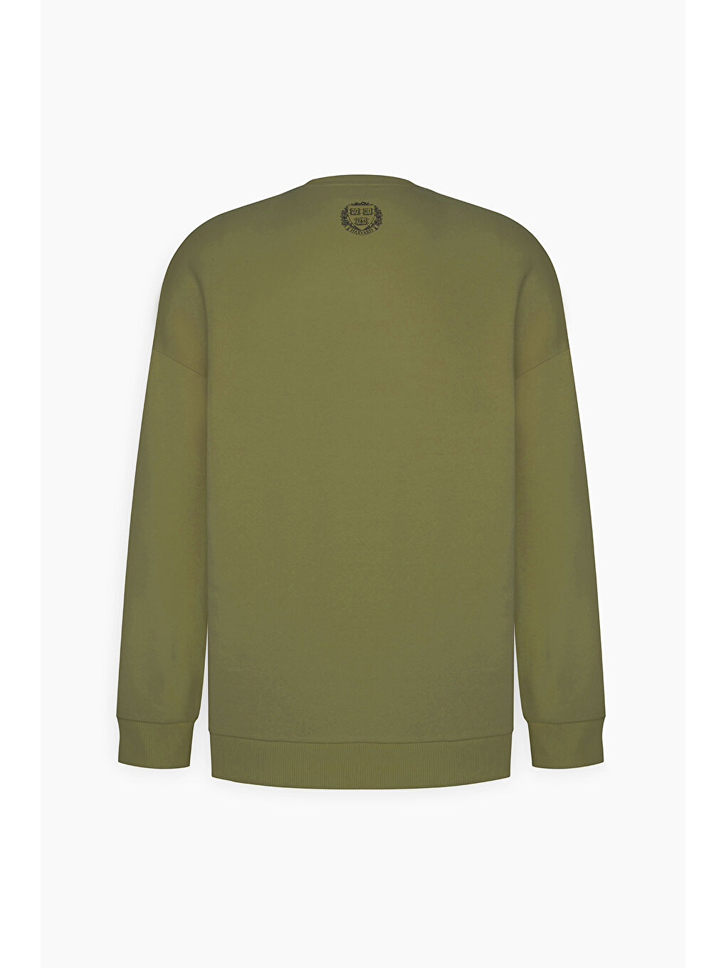 Erkek Haki Oversize Fit Bol Kesim Harvard Lisanslı 3 İplik Pamuklu Bisiklet Yaka Sweatshirt-8