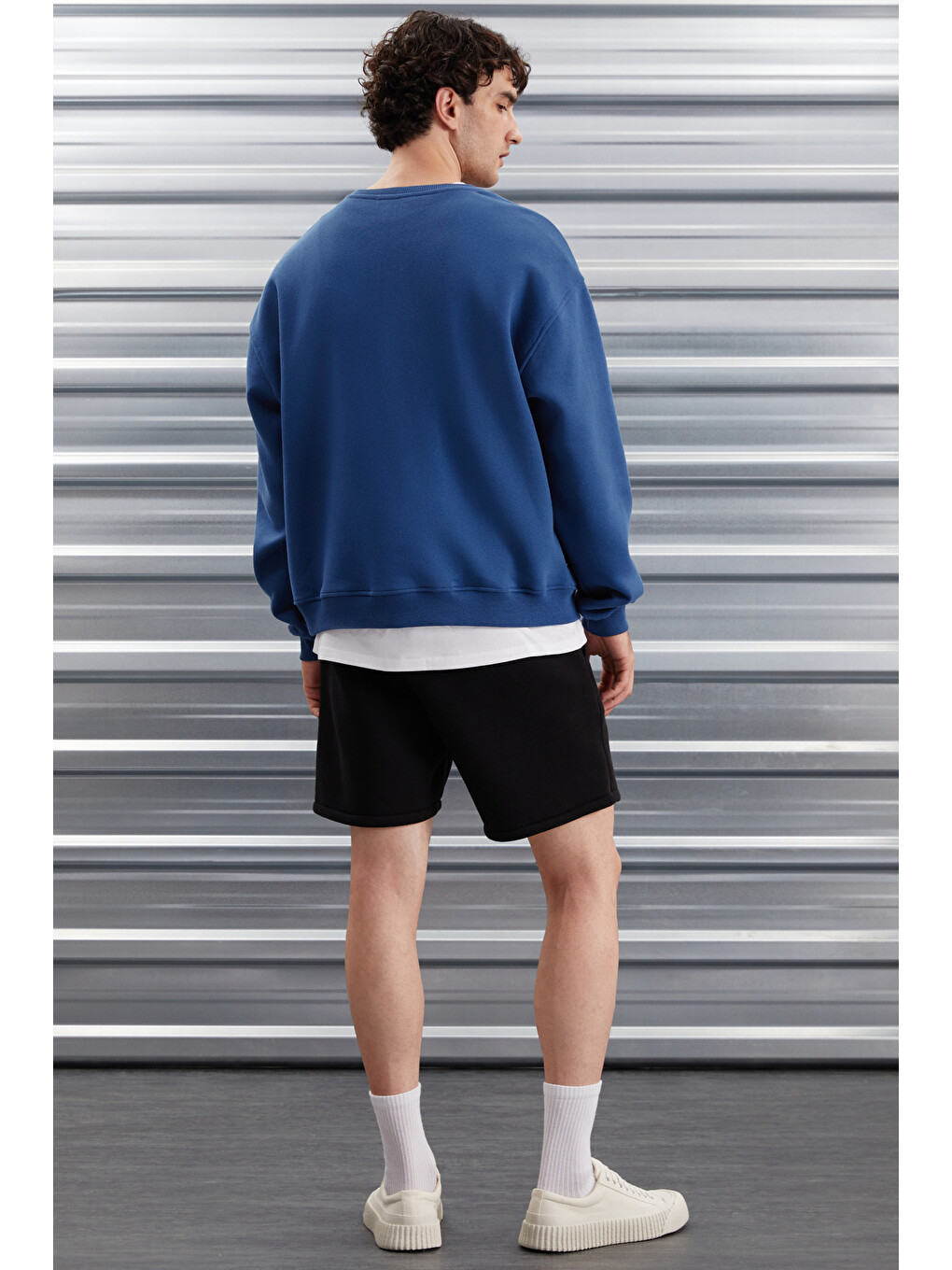 Mavi Ernest Erkek Organik Pamuklu Yumuşacık Baskı Detaylı Bisiklet Yaka İçi Polarlı MAVİ Sweatshirt-4