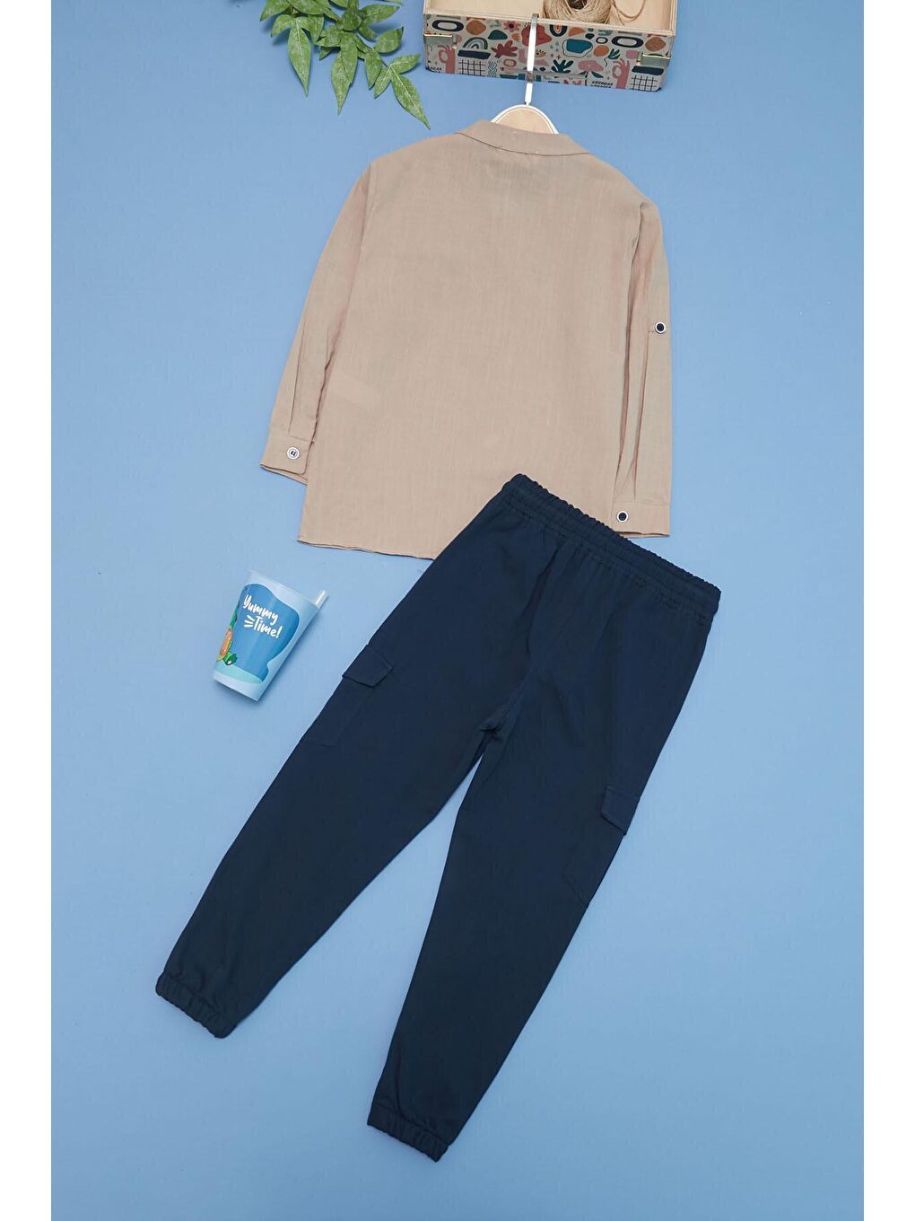 Ekru Erkek Çocuk Krem Gömlek ve Pantolonlu 2'li Takım 15128-4