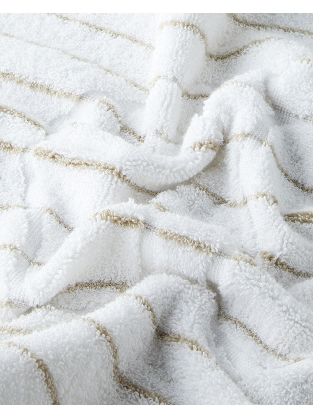 Mono Stripe Pamuk Ayak Havlusu 50x70 cm Beyaz - Bej-2