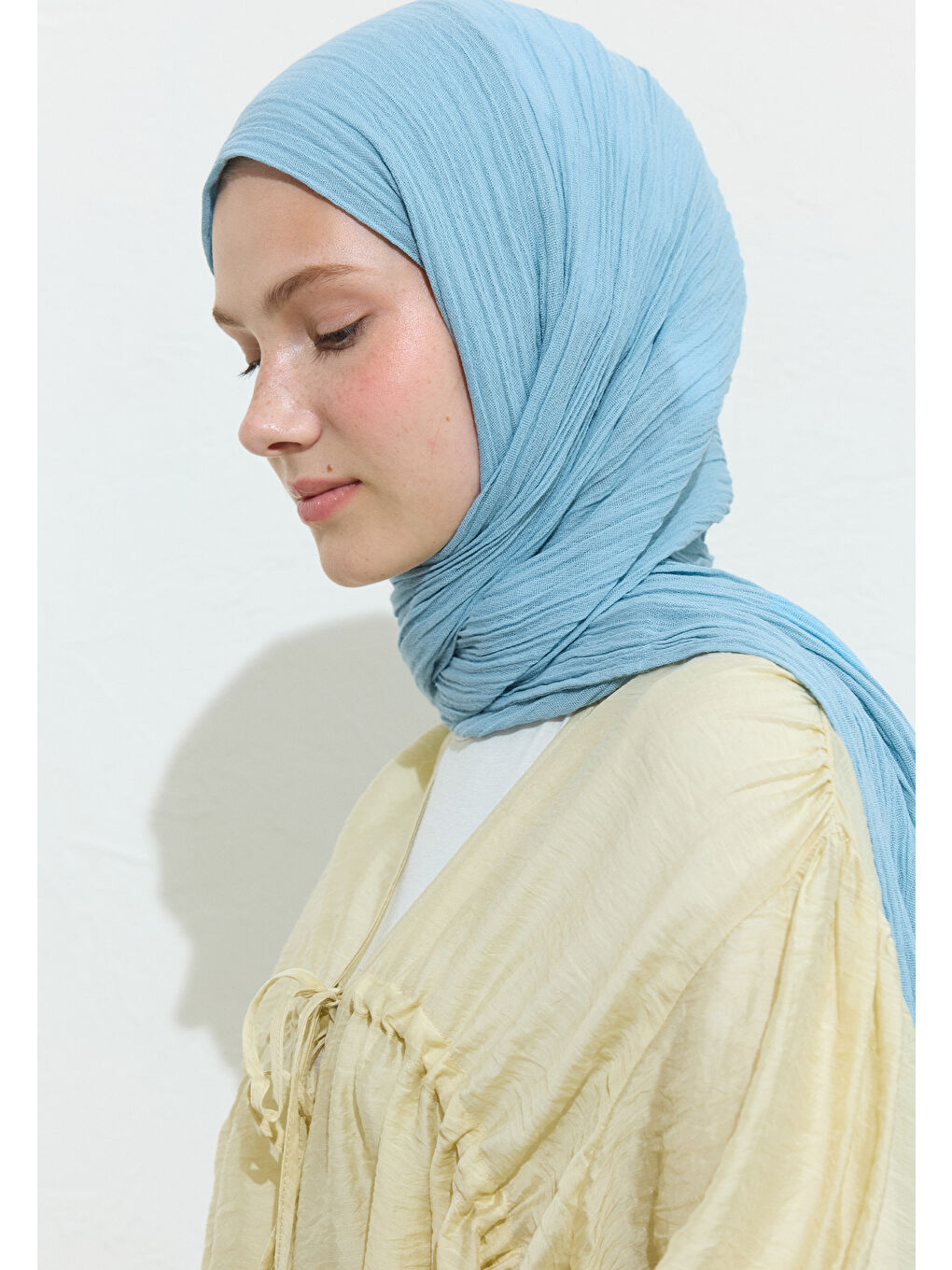 Mavi PAMUKLU KETEN ŞAL CLOUD BREAD-2