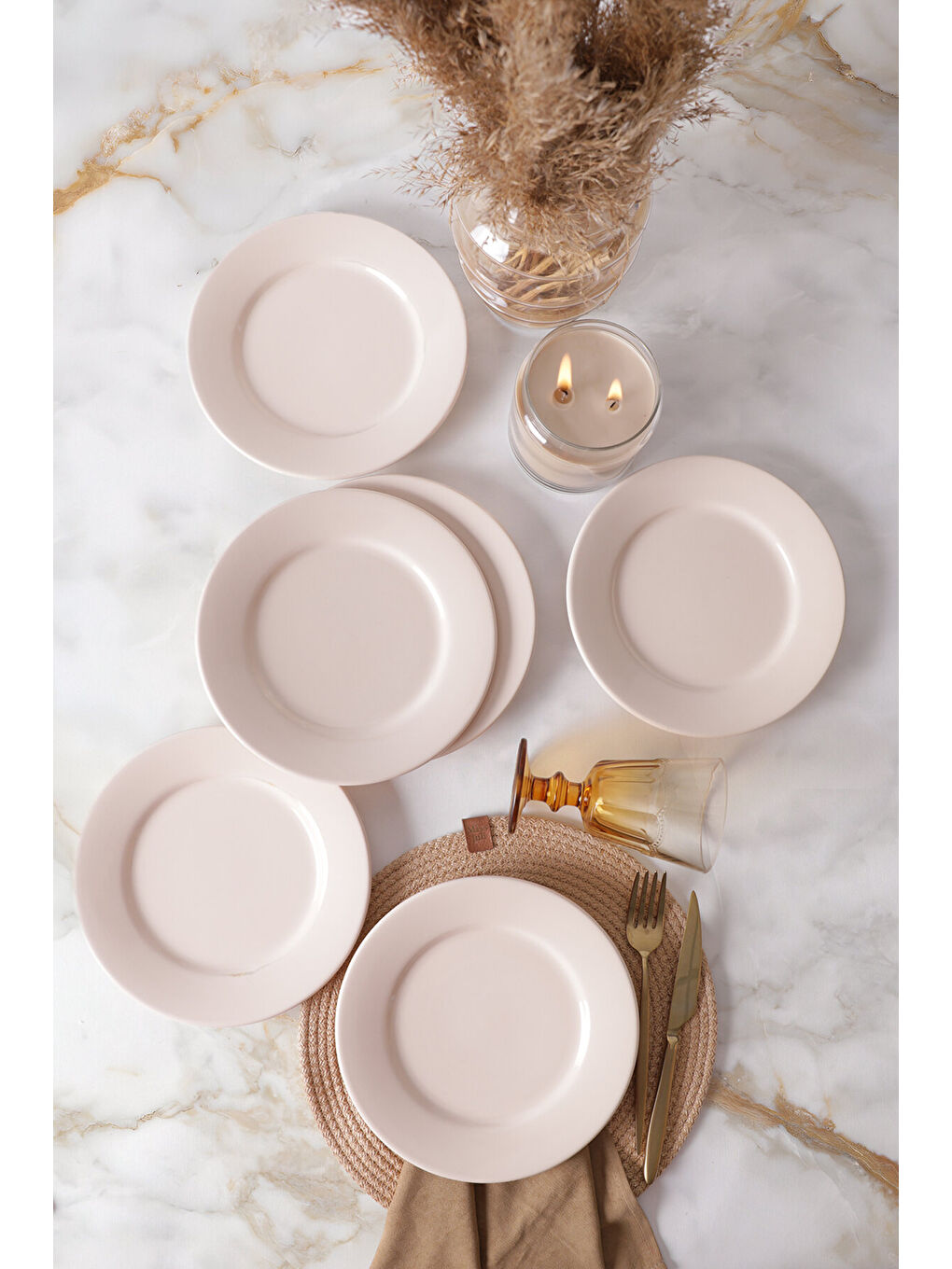 Ekru Krem Linda Pasta Tabağı 21 Cm 6 Adet-1