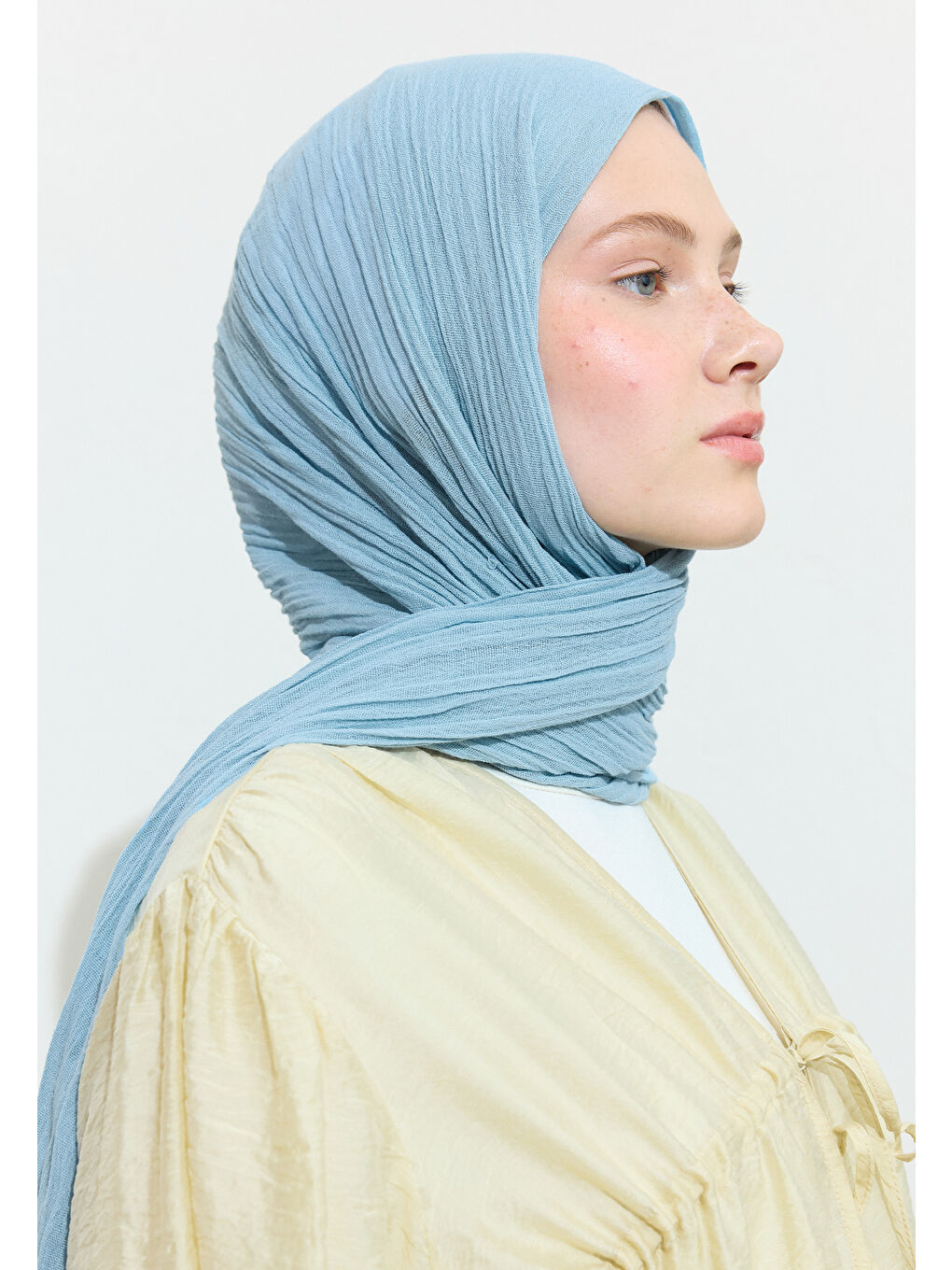 Mavi PAMUKLU KETEN ŞAL CLOUD BREAD-4