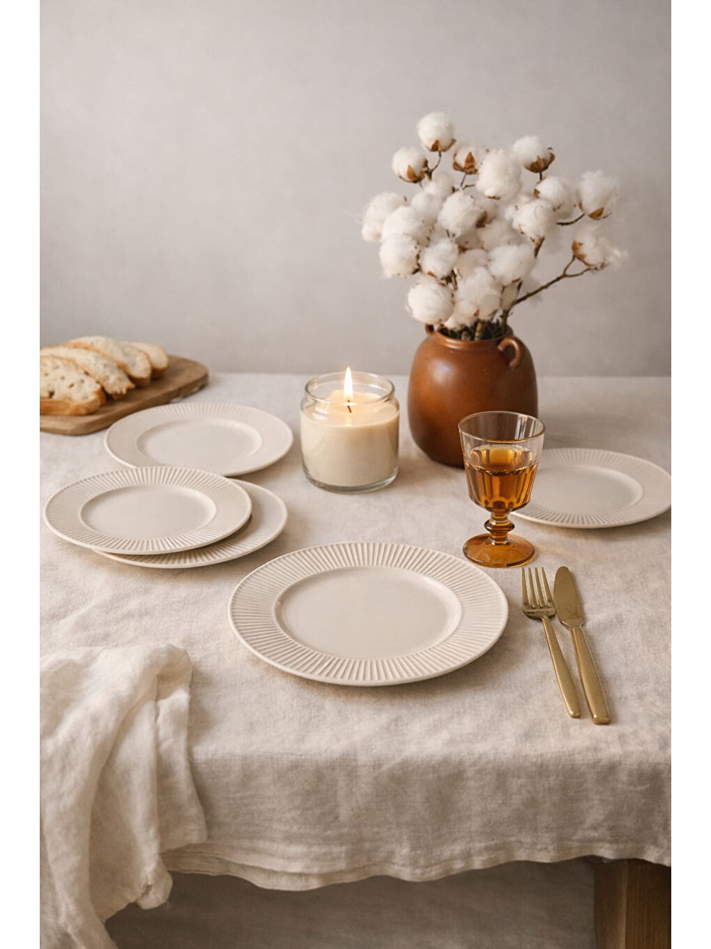 Ekru Krem Myra Pasta Tabağı 22 Cm 6 Adet-3