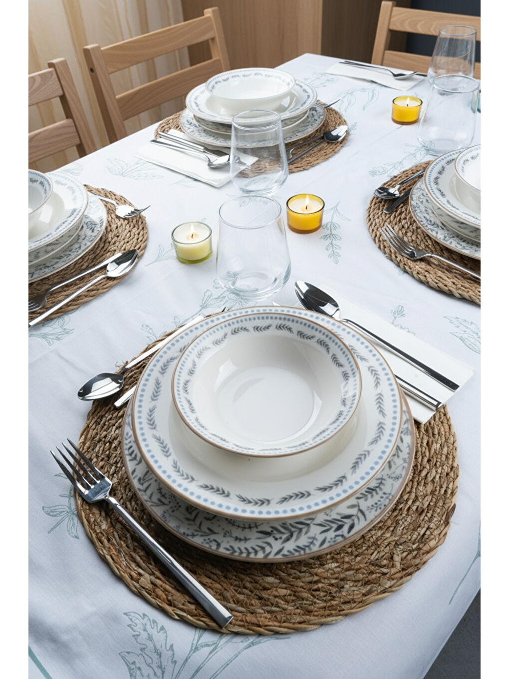 Beyaz Lotus 24 Parça Porselen Yemek Takımı-3