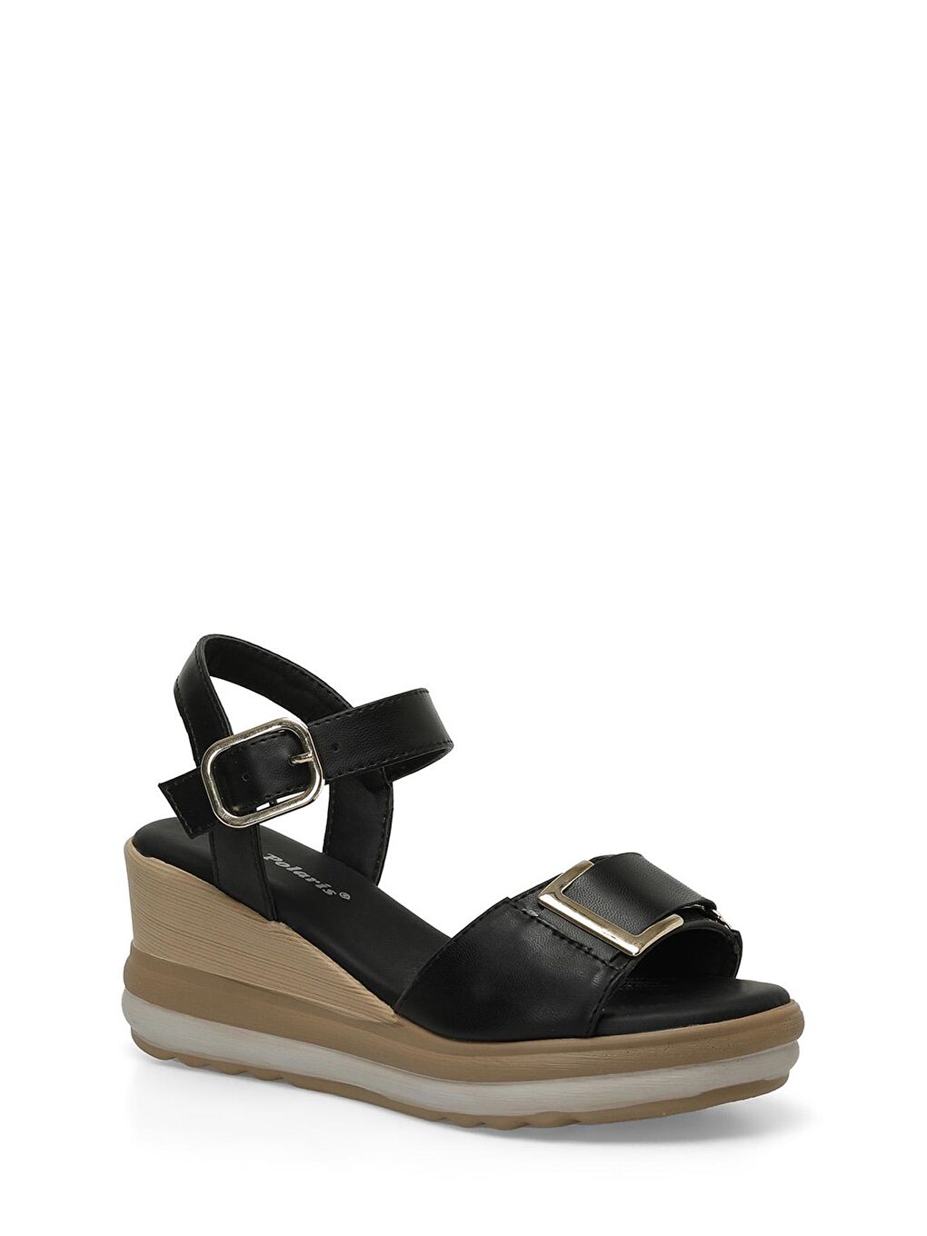 323593T.Z 4FX Siyah Kadın Dolgu Topuk Sandalet-1