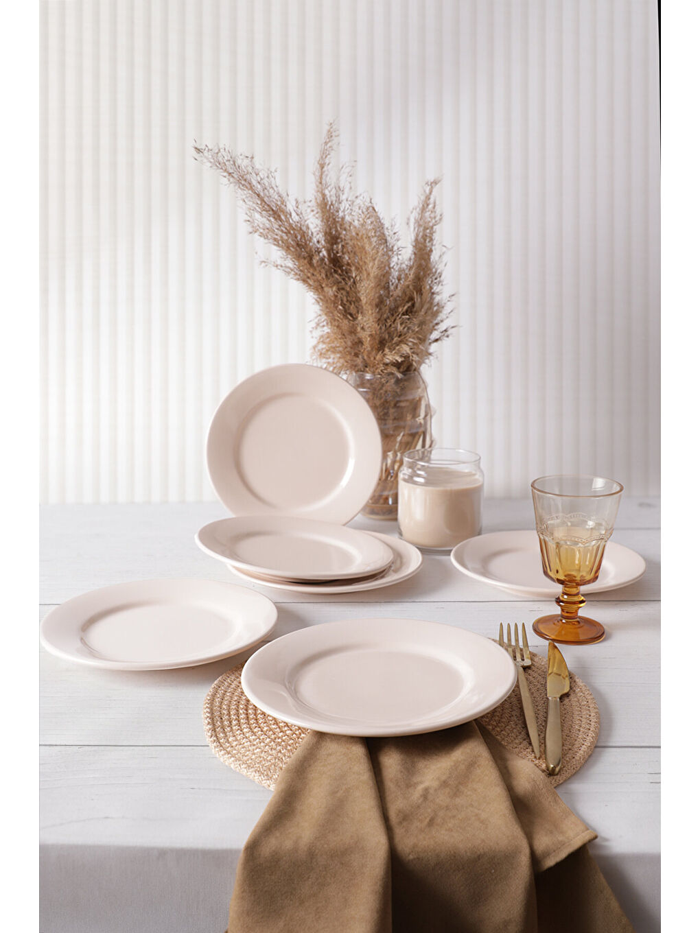 Ekru Krem Linda Pasta Tabağı 21 Cm 6 Adet-2