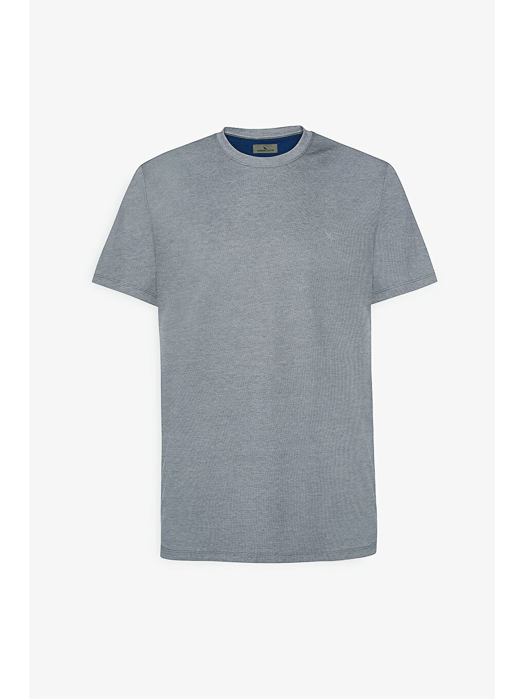 Erkek Mavi Slim Fit Dar Kesim Bisiklet Yaka Pamuklu Tişört-5