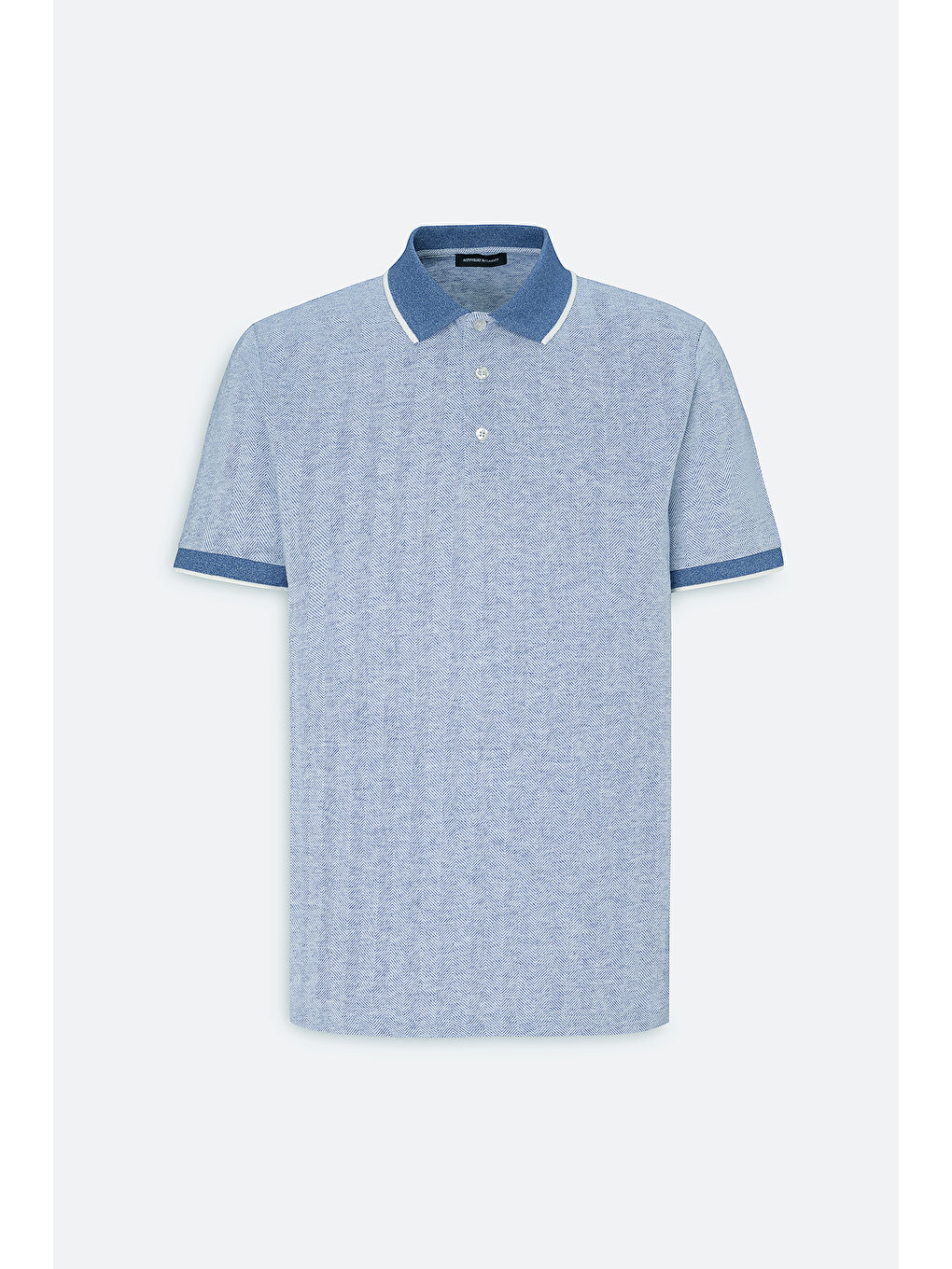 Erkek Mavi Slim Fit Dar Kesim Pamuklu Jakarlı Polo Yaka Tişört-4