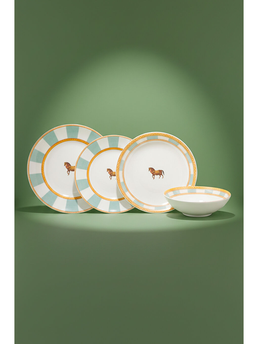 Beyaz Royal 24 Parça Porselen Yemek Takımı Yeşil-4