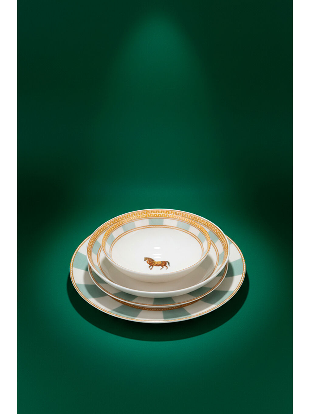 Beyaz Royal 24 Parça Porselen Yemek Takımı Yeşil-5