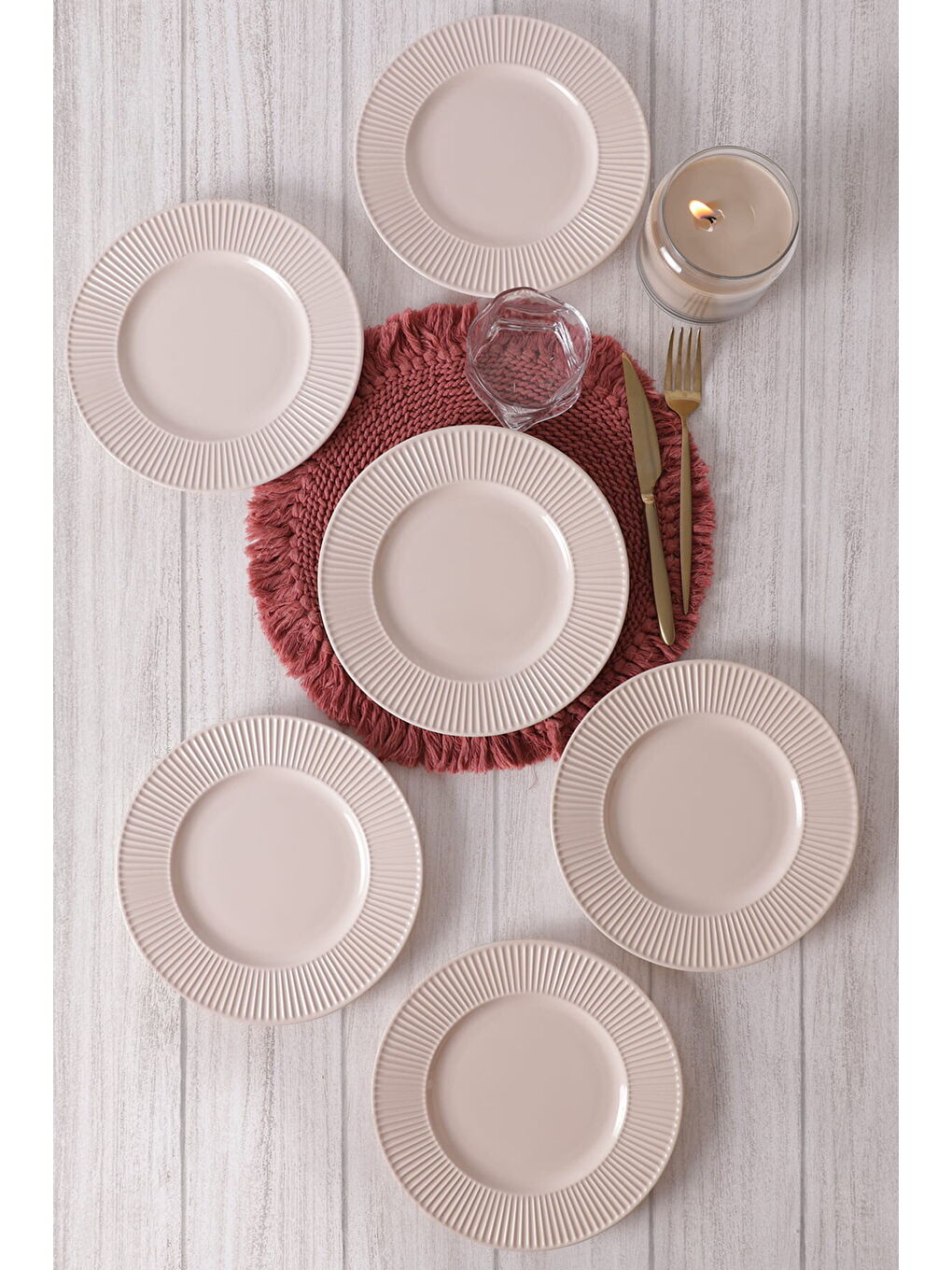 Ekru Krem Myra Pasta Tabağı 22 Cm 6 Adet-4