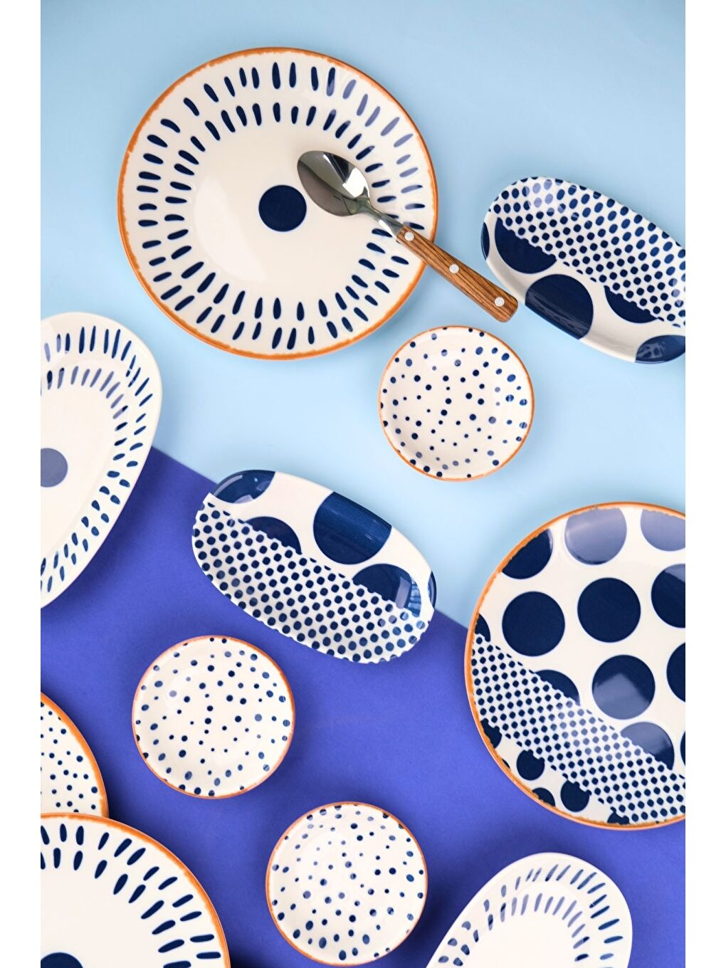 Beyaz Porselen Spotty Kahvaltı ve İkram Takımı 6 Kişilik 14 Parça-3