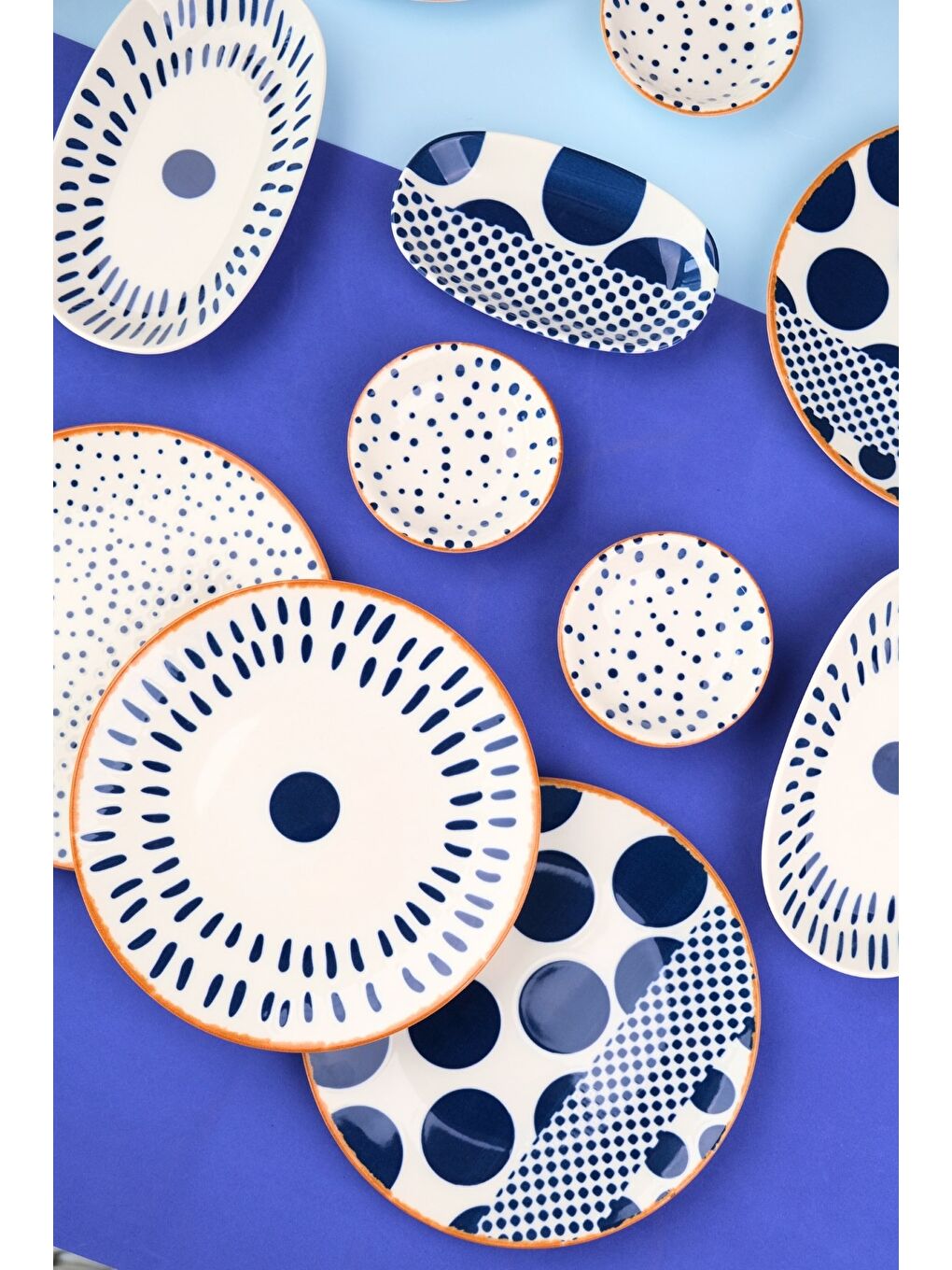 Beyaz Porselen Spotty Kahvaltı ve İkram Takımı 6 Kişilik 14 Parça-4